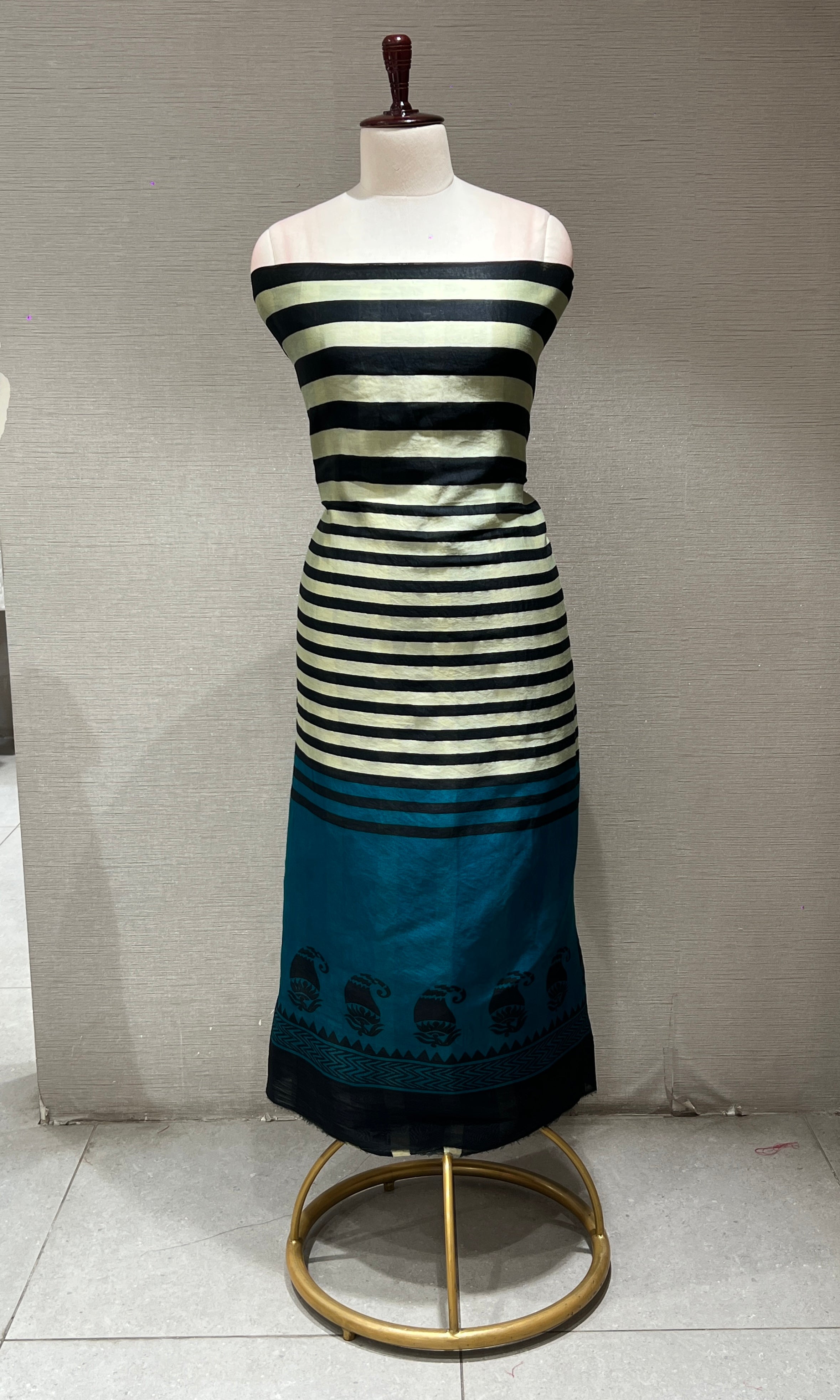 GREEN STRIPES DRESS MATERIAL
