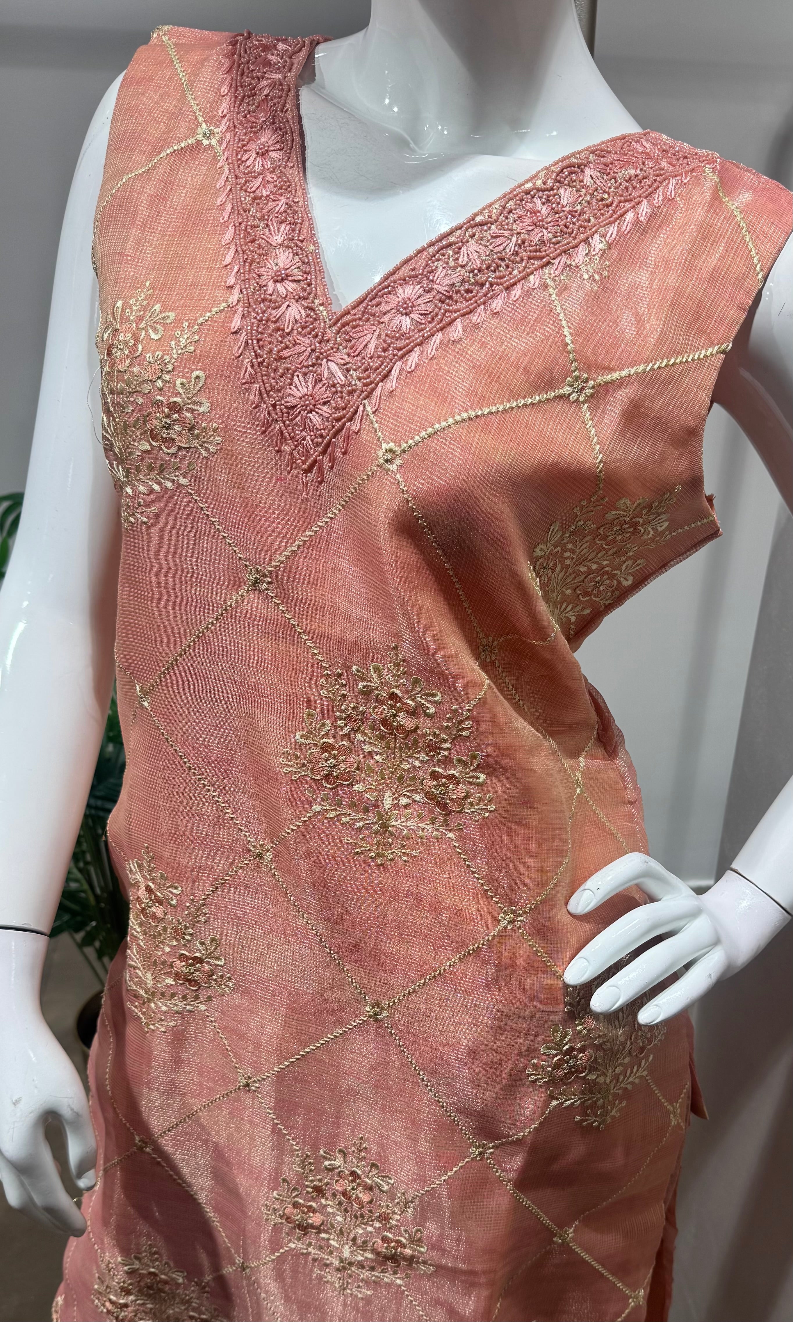 light pink embroidered kurta set