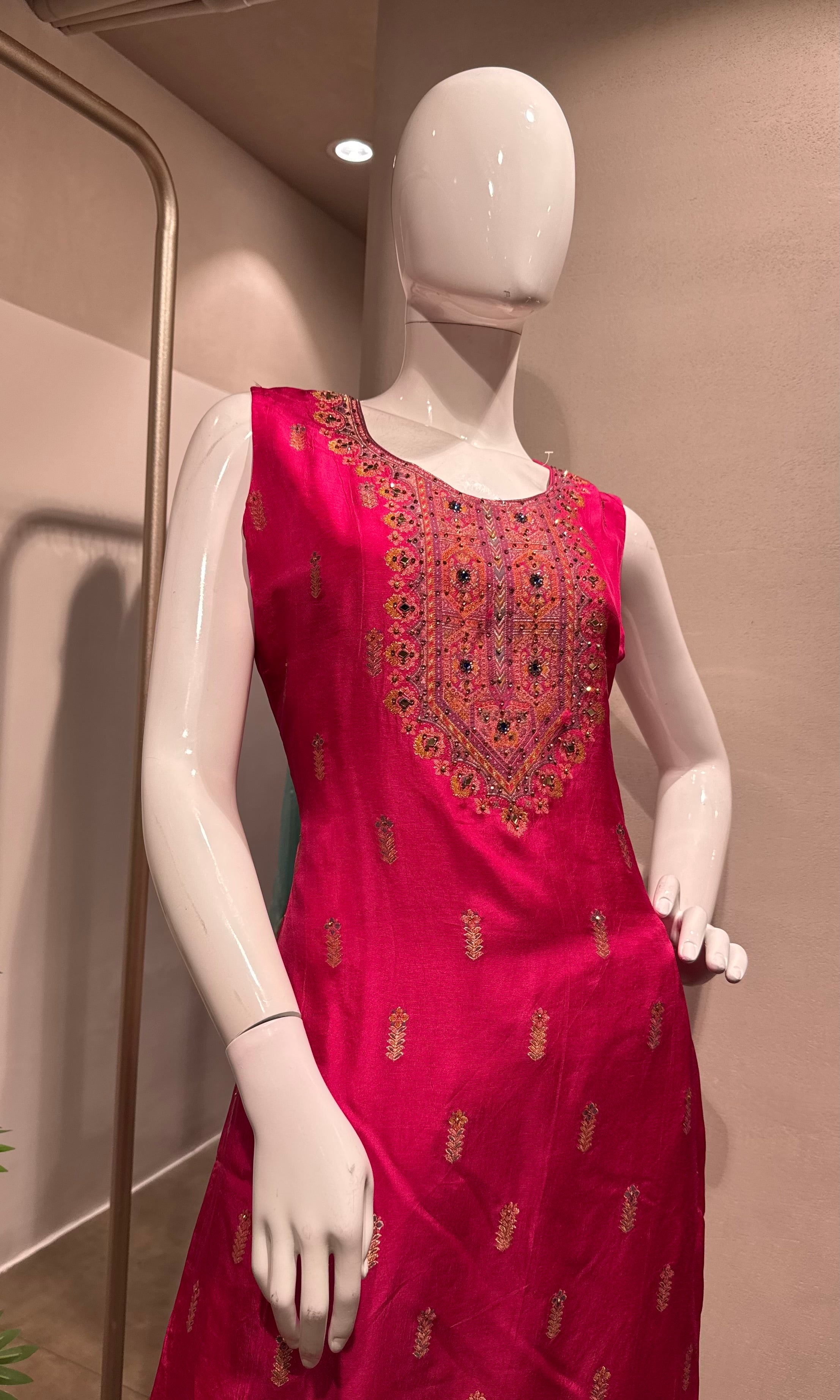 Pink embroidered kurta set