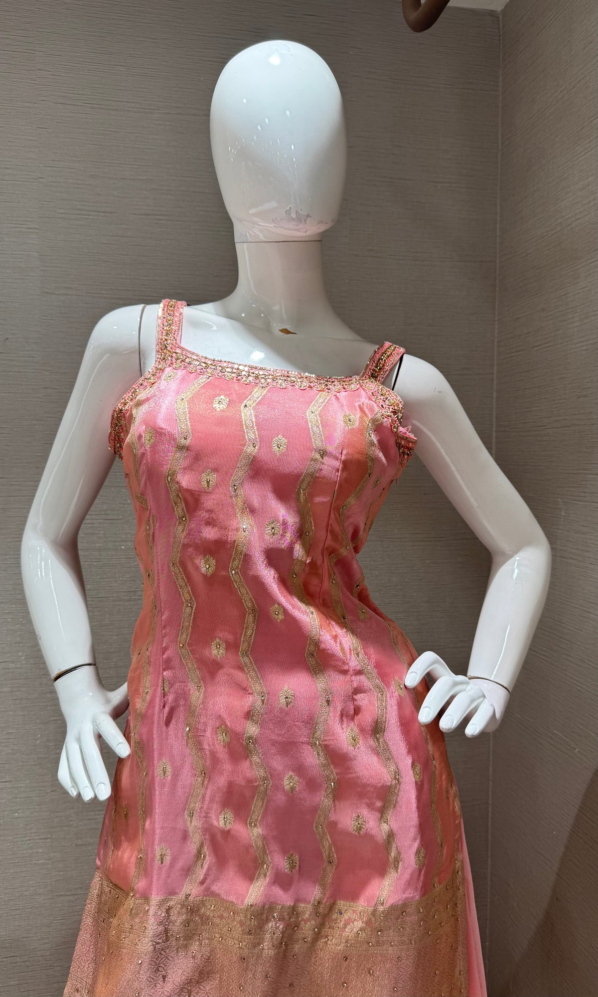Baby Pink Georgette Flared Sharara set with Dupatta