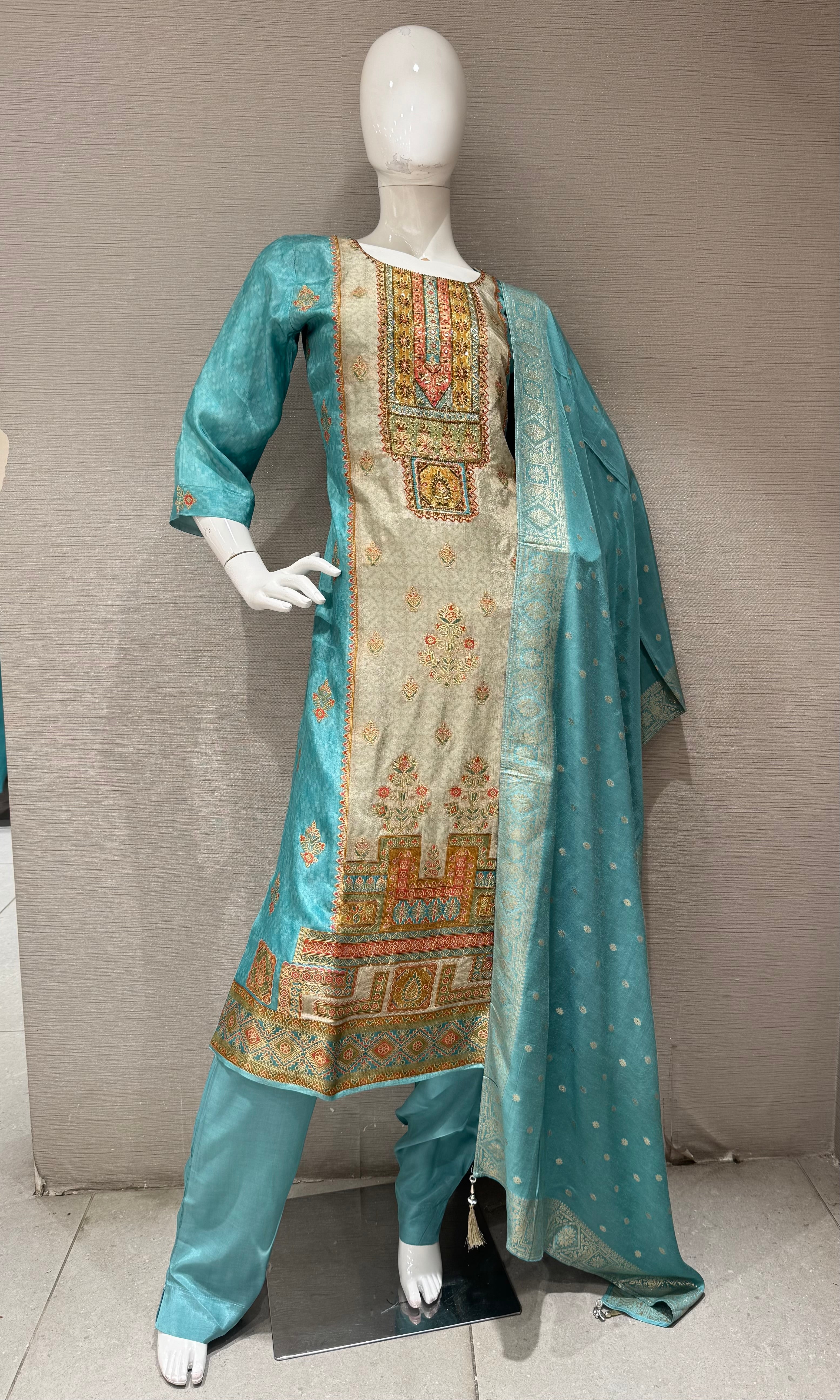 Blue ethnic printed kurta set