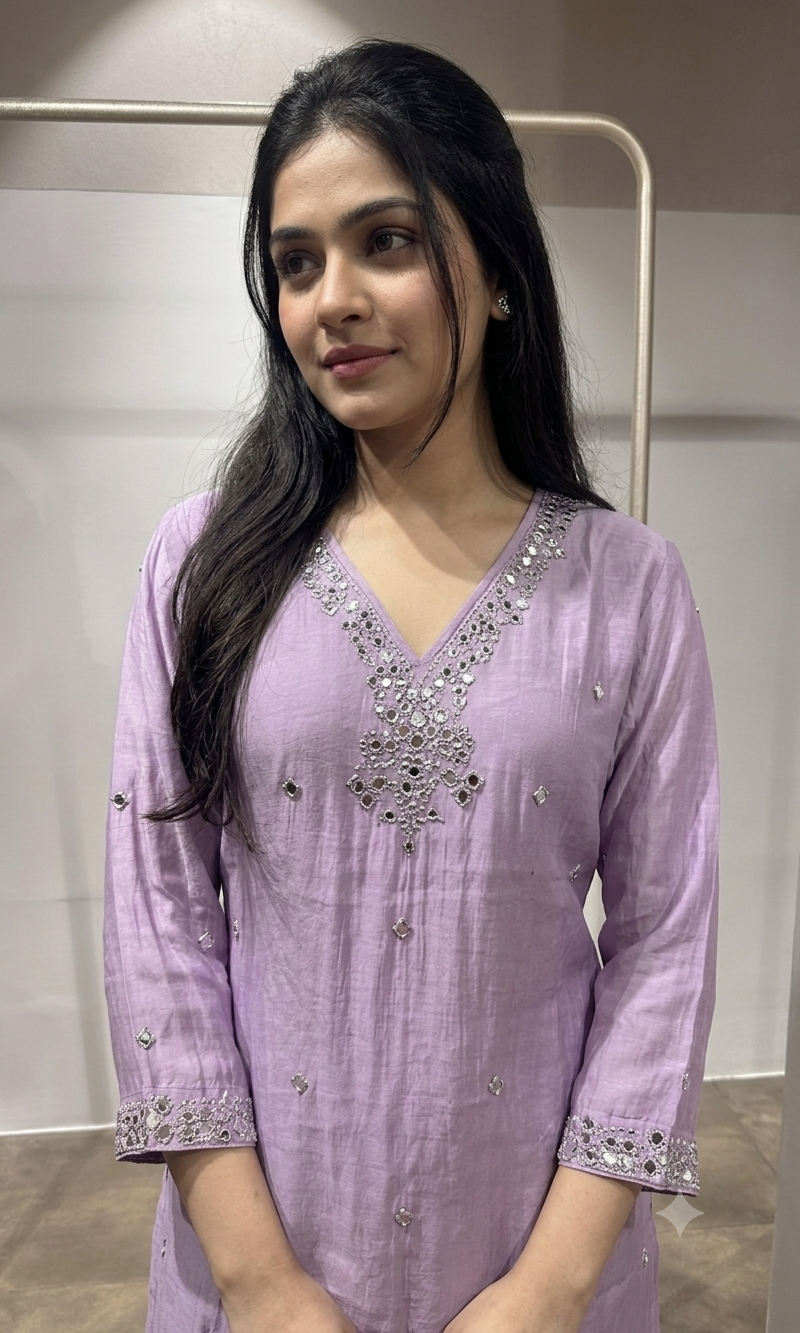 Light Purple Ethnic Tunic Cord Set