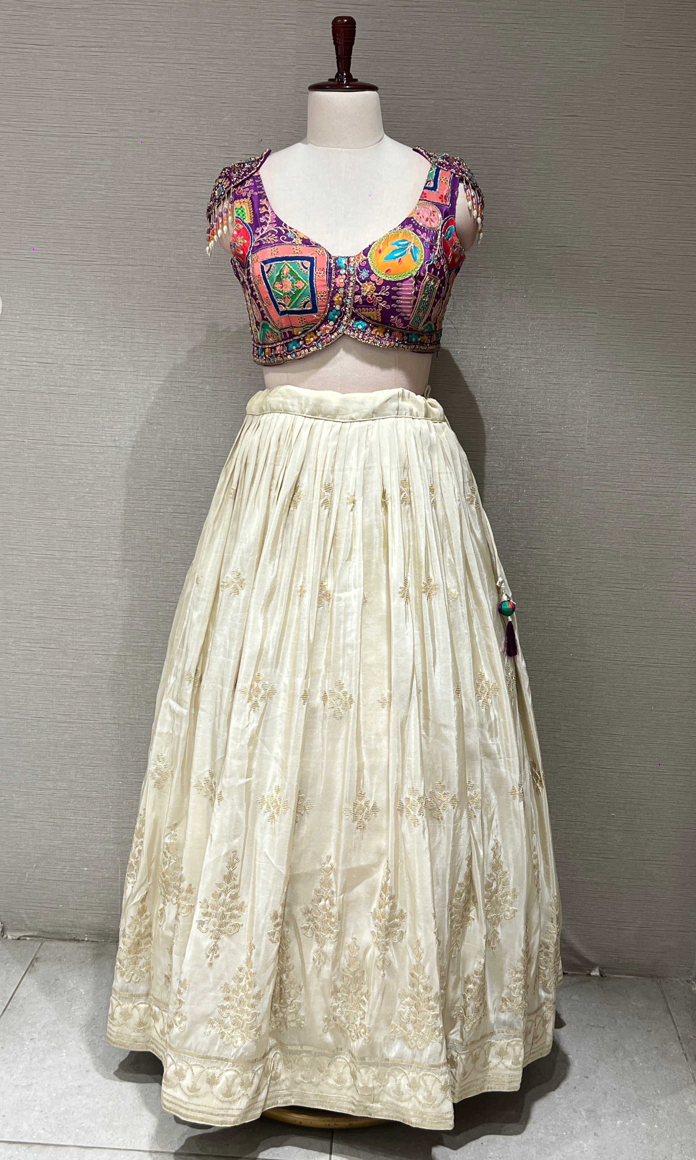 purple lehenga with Sequin Mirror Blouse