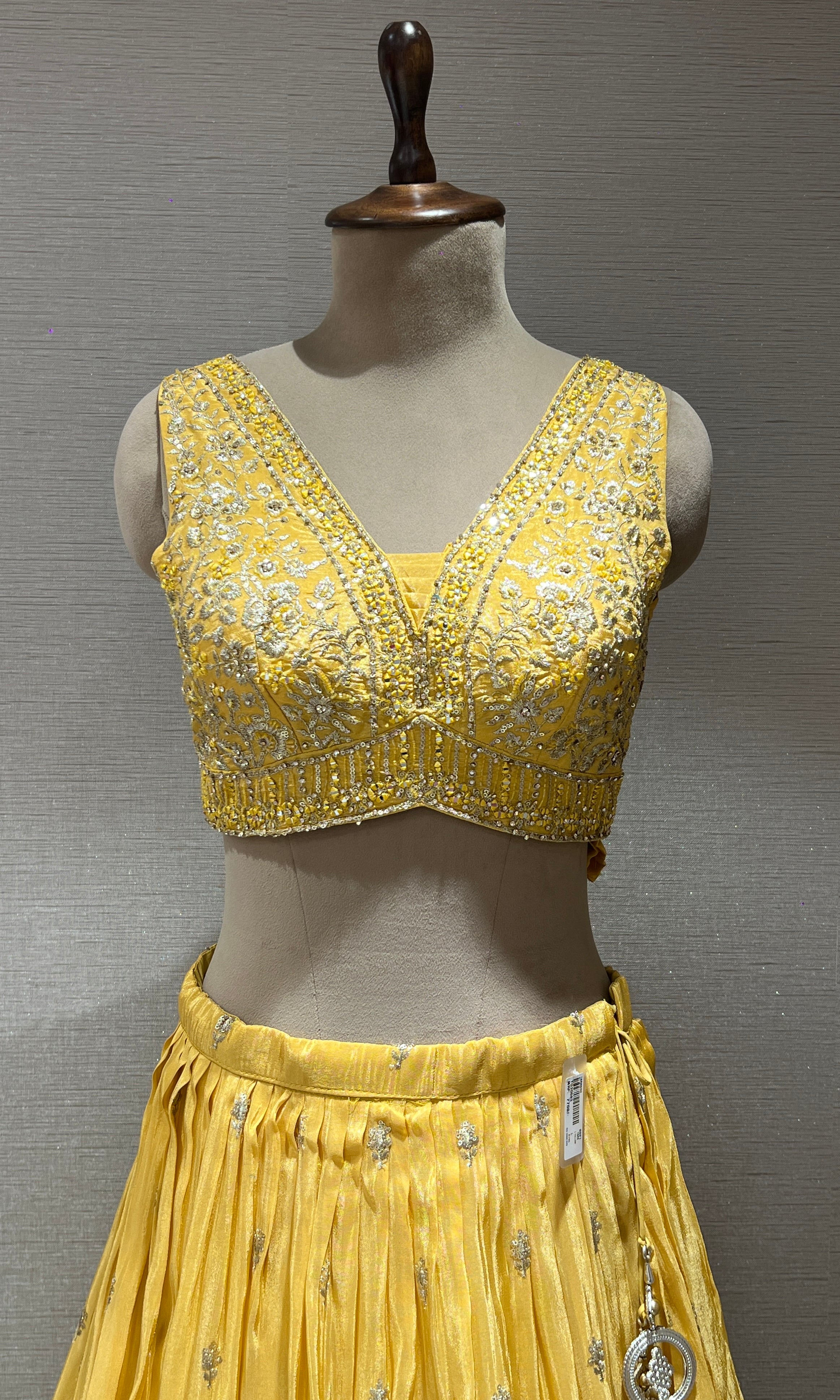 lemon Yellow Georgette Embroidered Lehenga