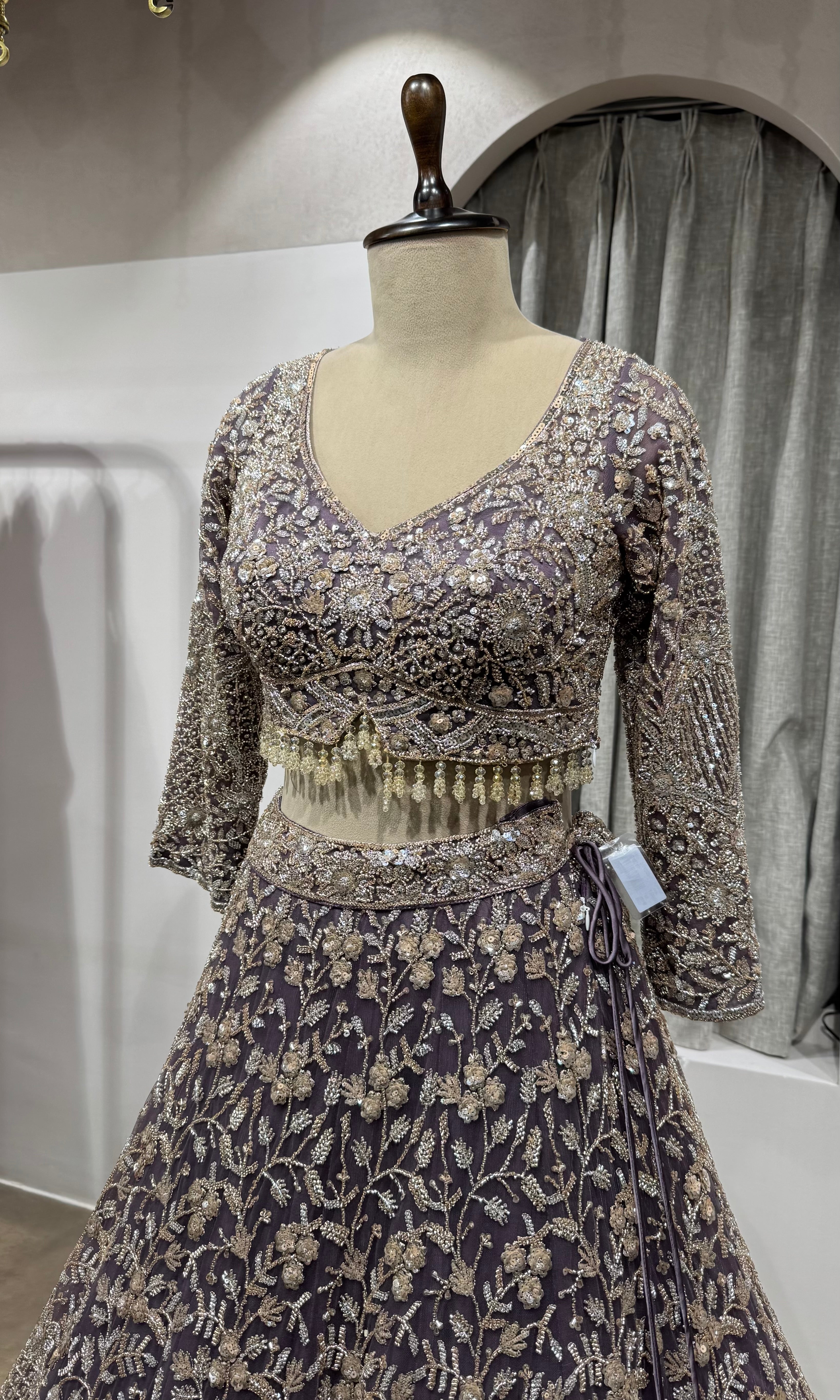 Light Purple Sequin Embellished Bridal Lehenga