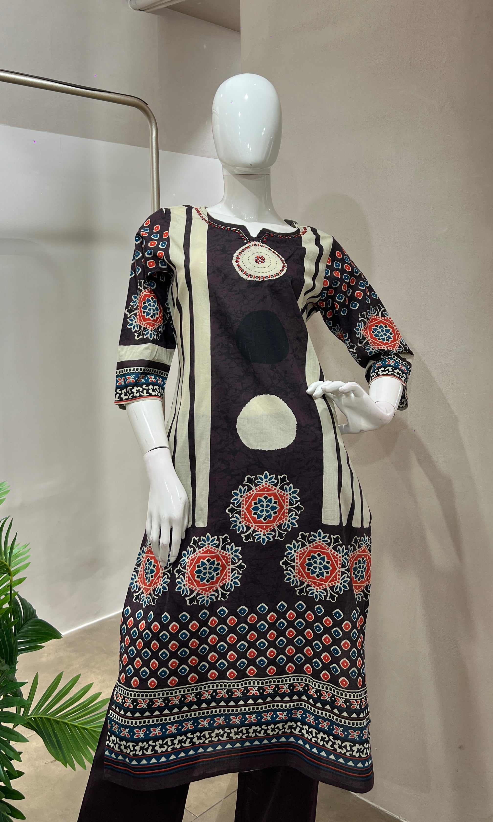Wine EMBROIDERED kurta set