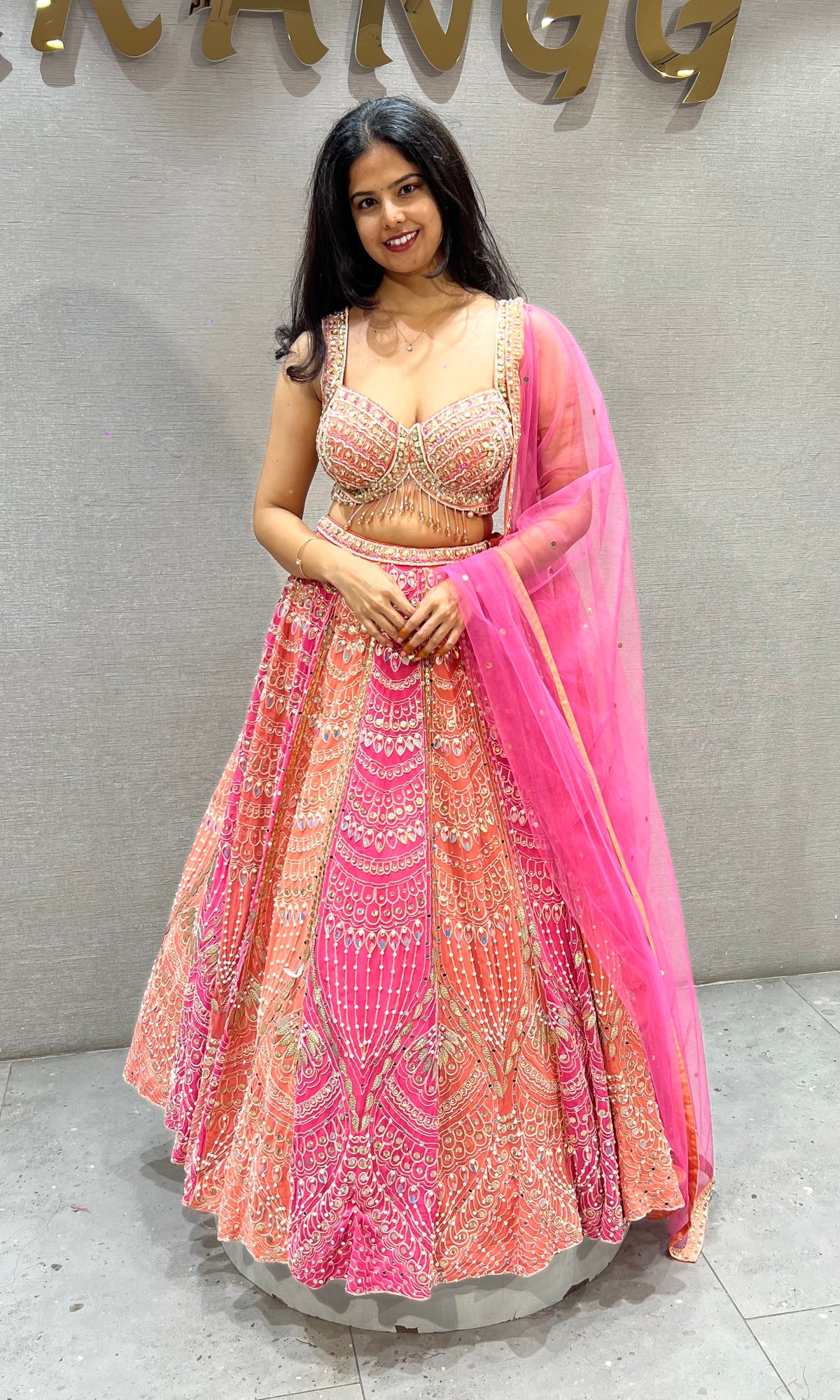 RANI Pink and Orange Glow Lehenga
