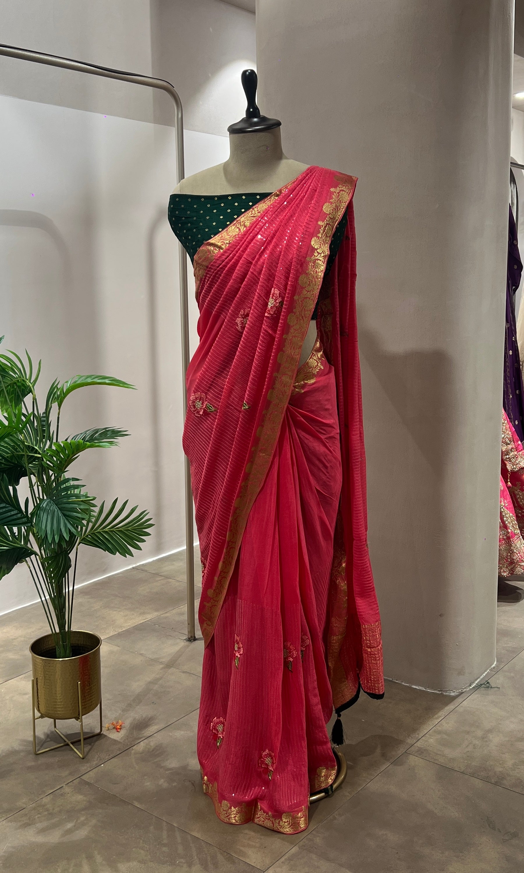 Pink FLORAL FANCY saree
