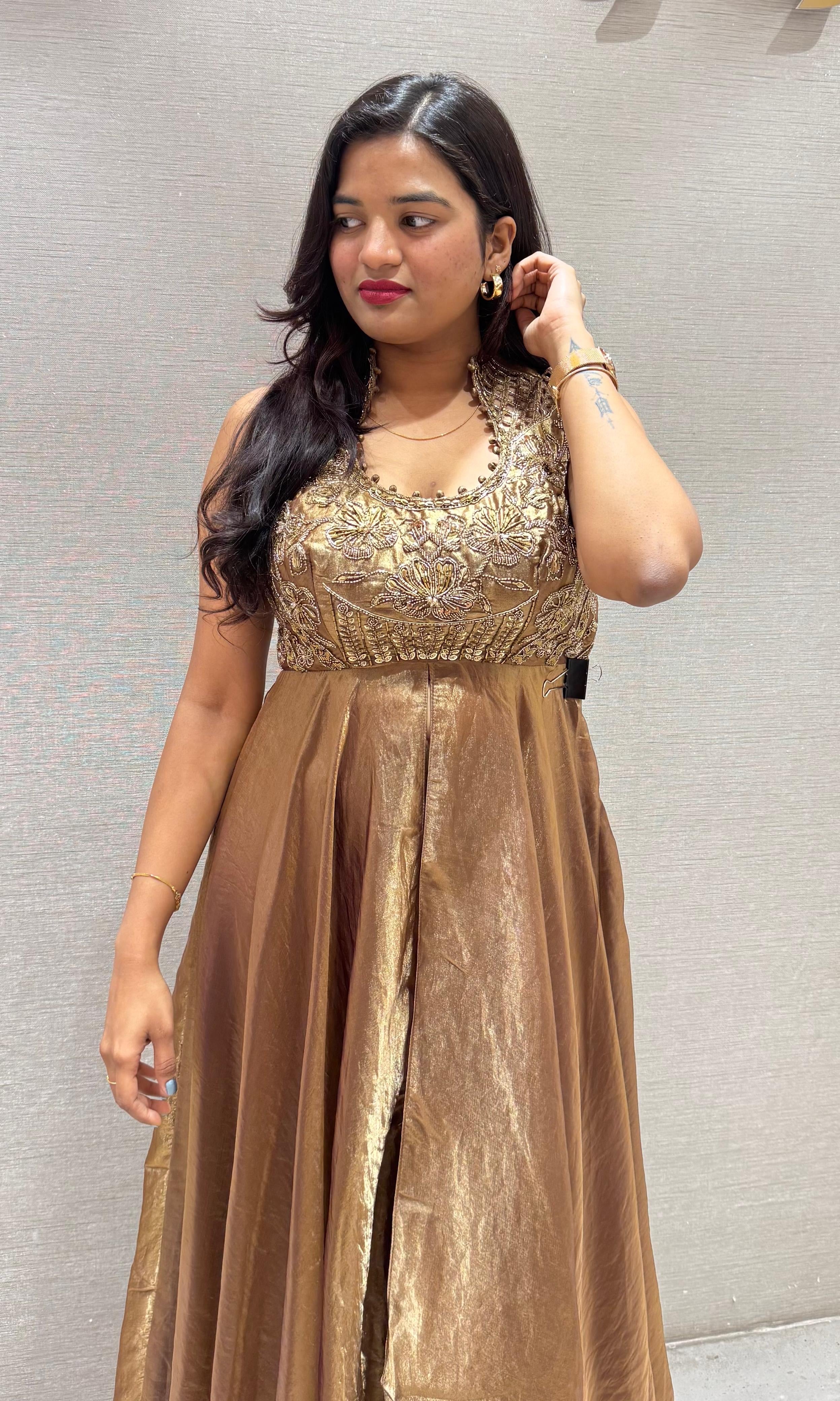 Brown FRONT SLIT PALAZZO SET