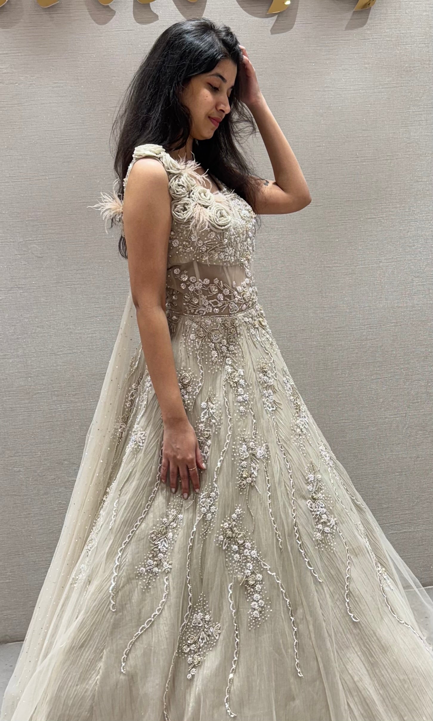 Mauve FLORAL EMBROIDERED GOWN