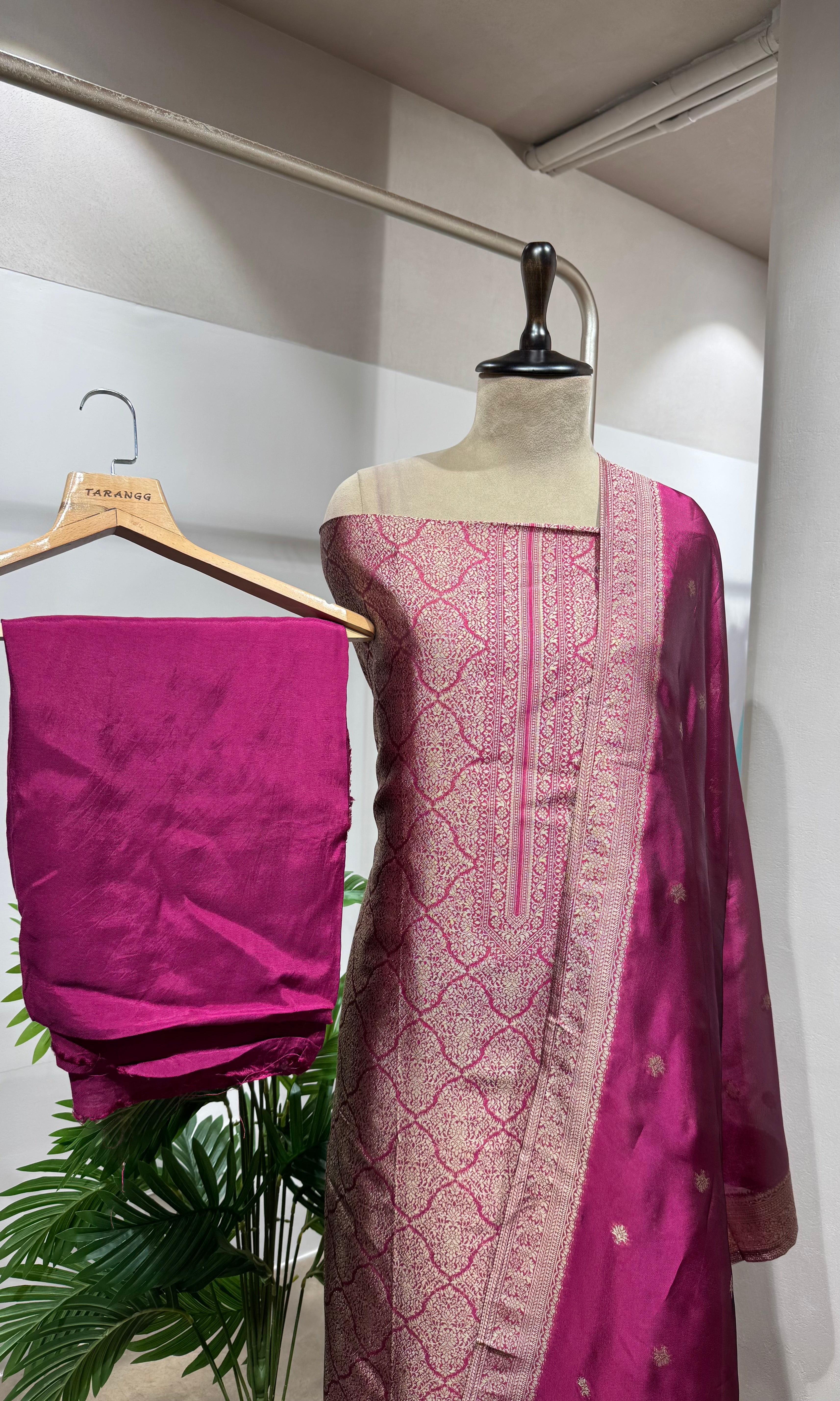 Pink Banarasi SILK DRESS MATERIAL