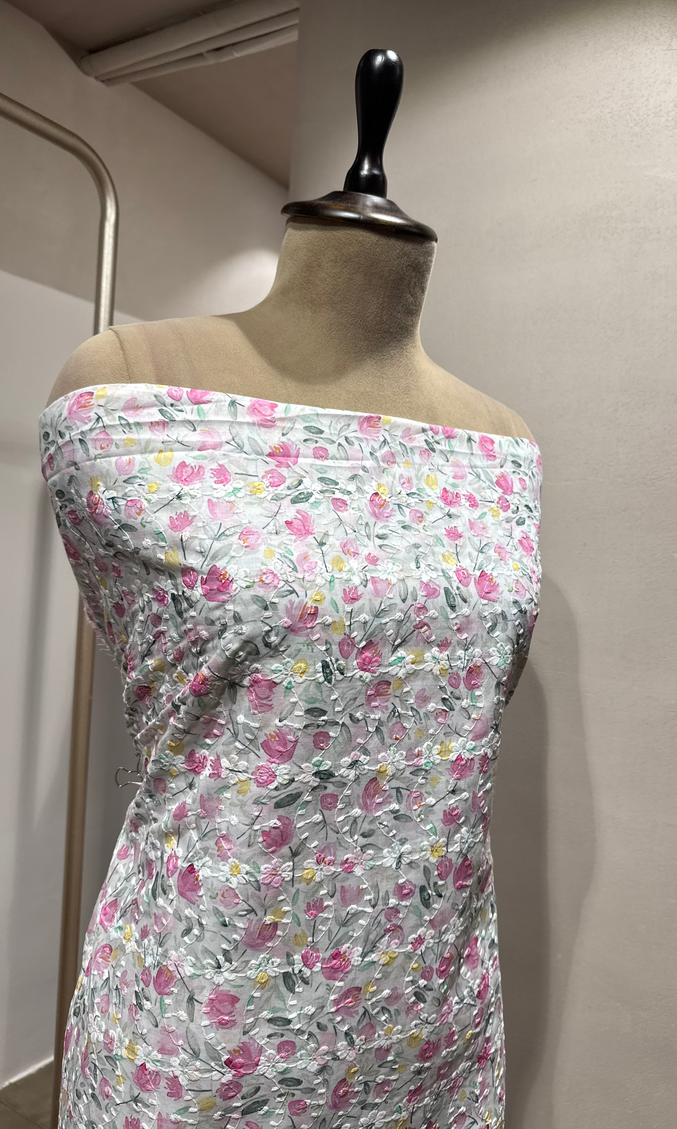 PINK Floral Embroidered DRESS MATERIAL