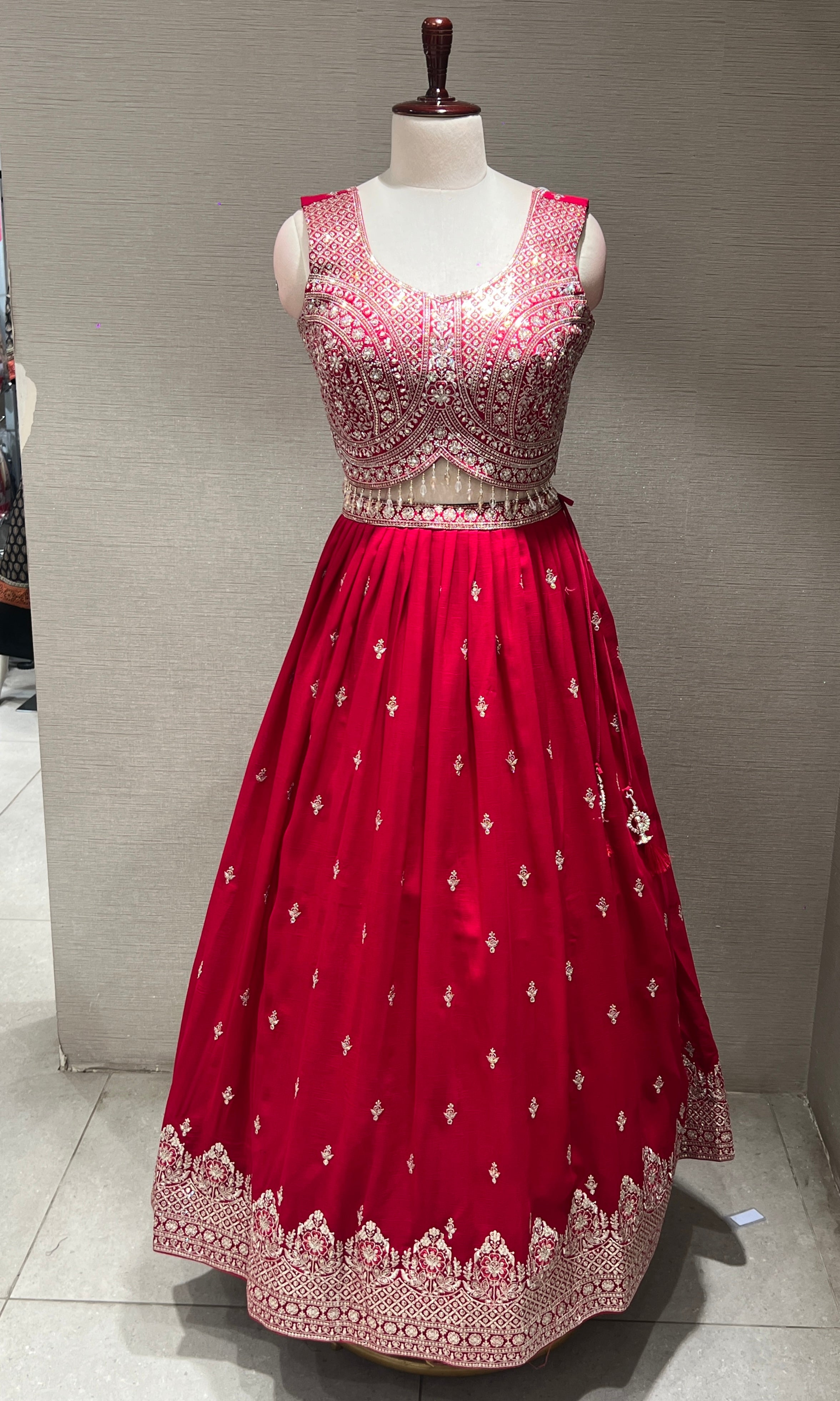 Pink Heavy Mirror Embroidered Lehenga