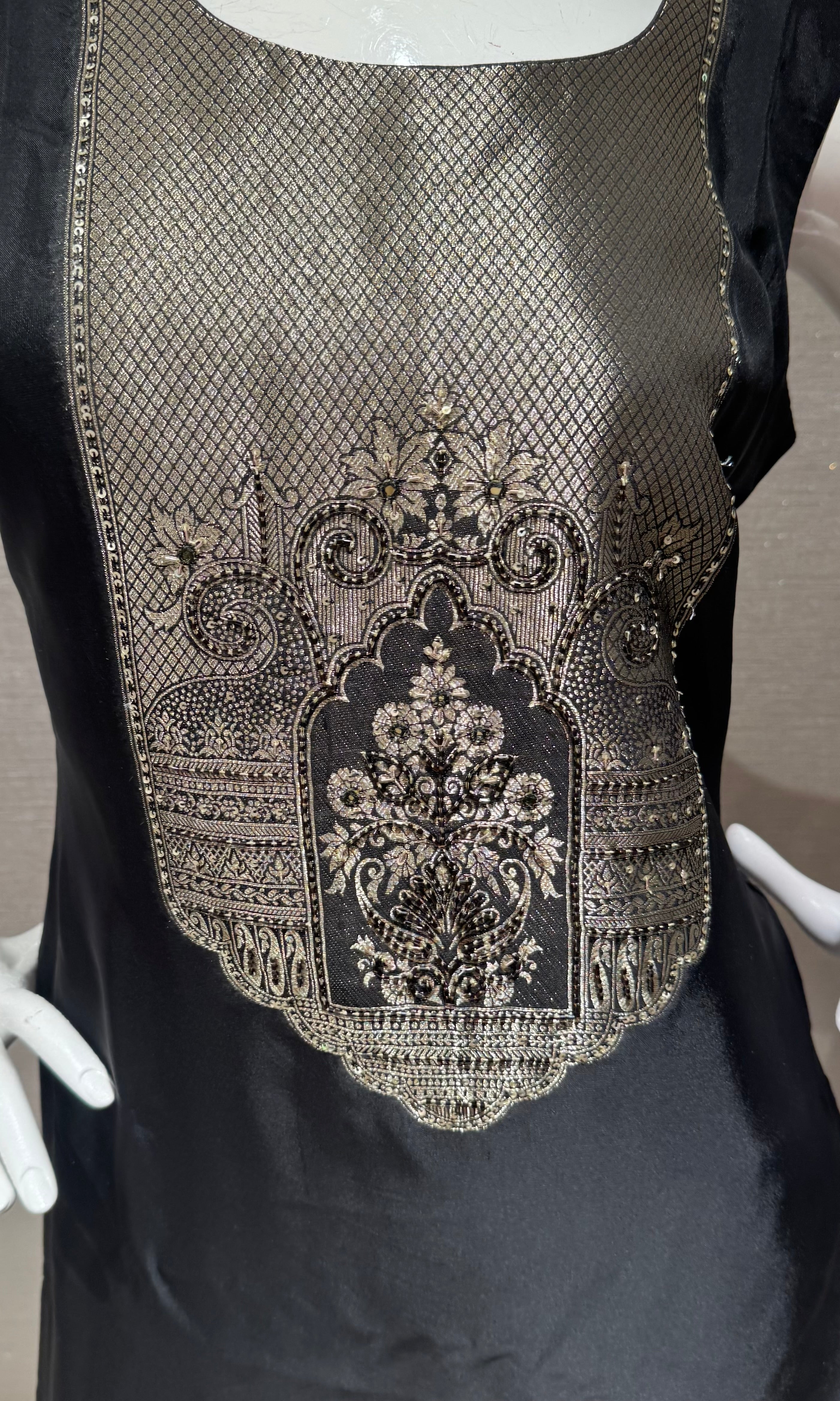 Black Zari Embroidered Kurta Set with Dupatta