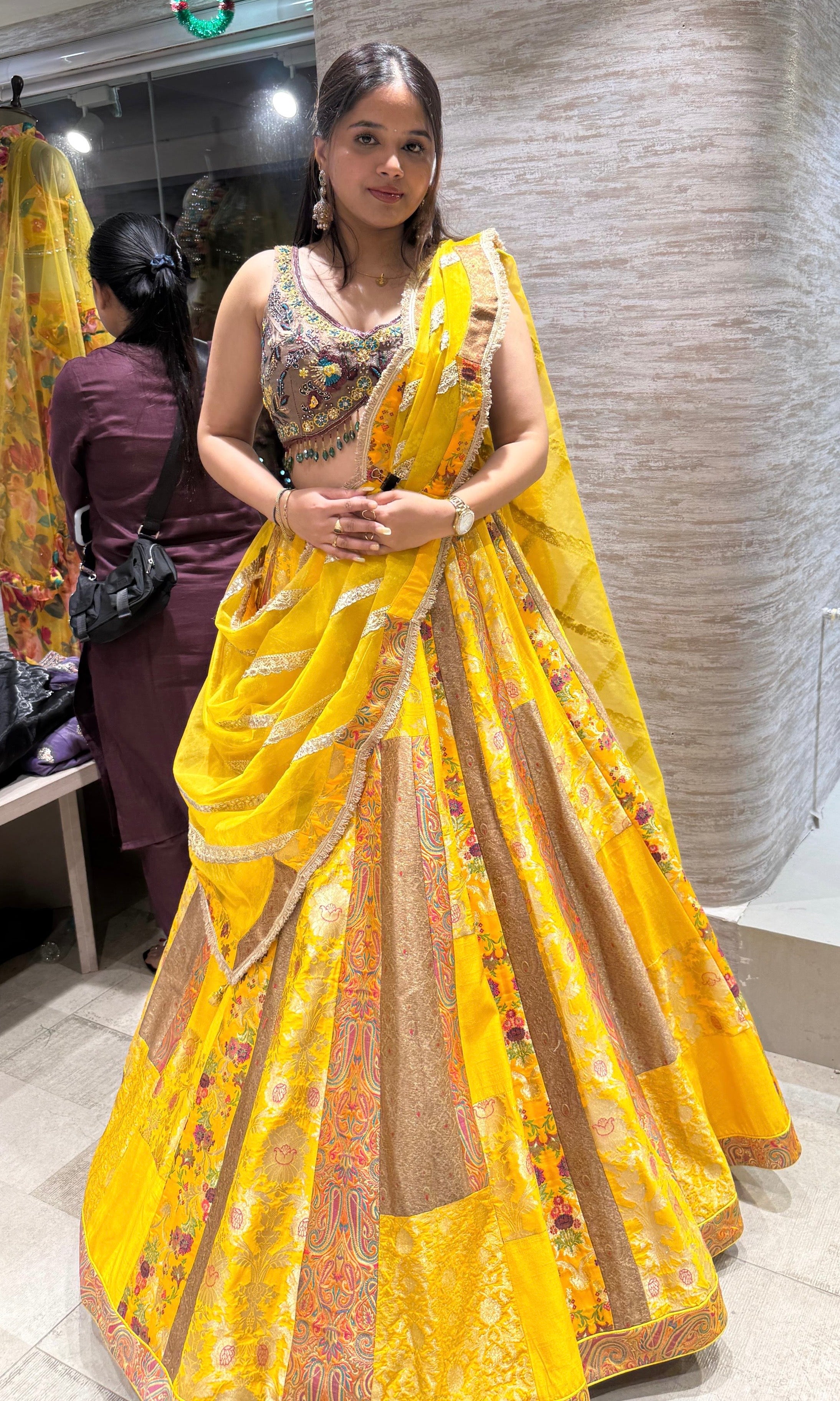 Mustard yellow EMBROIDERED Lehenga
