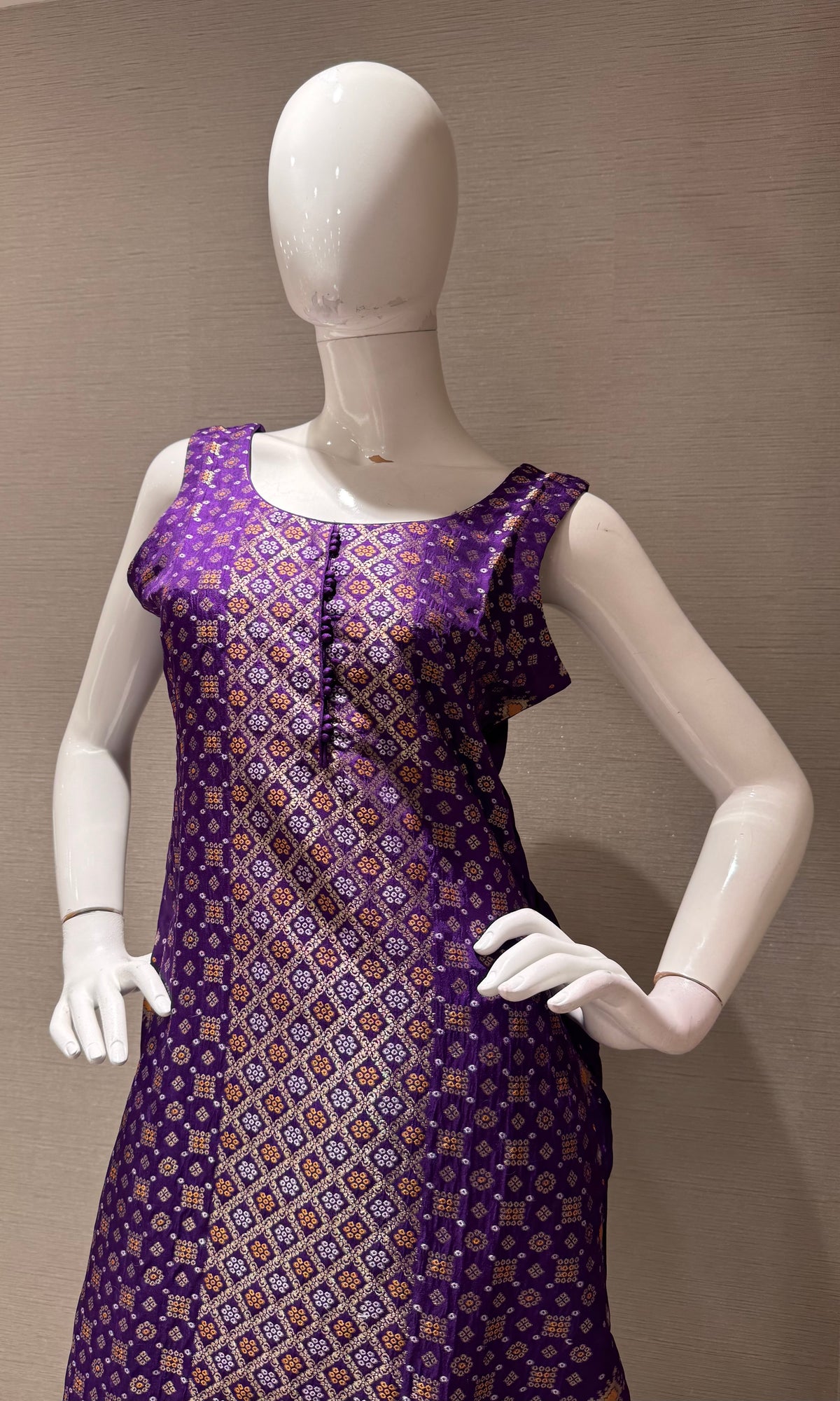 Purple Embroidered silk Kurta Set with Banarasi Dupatta