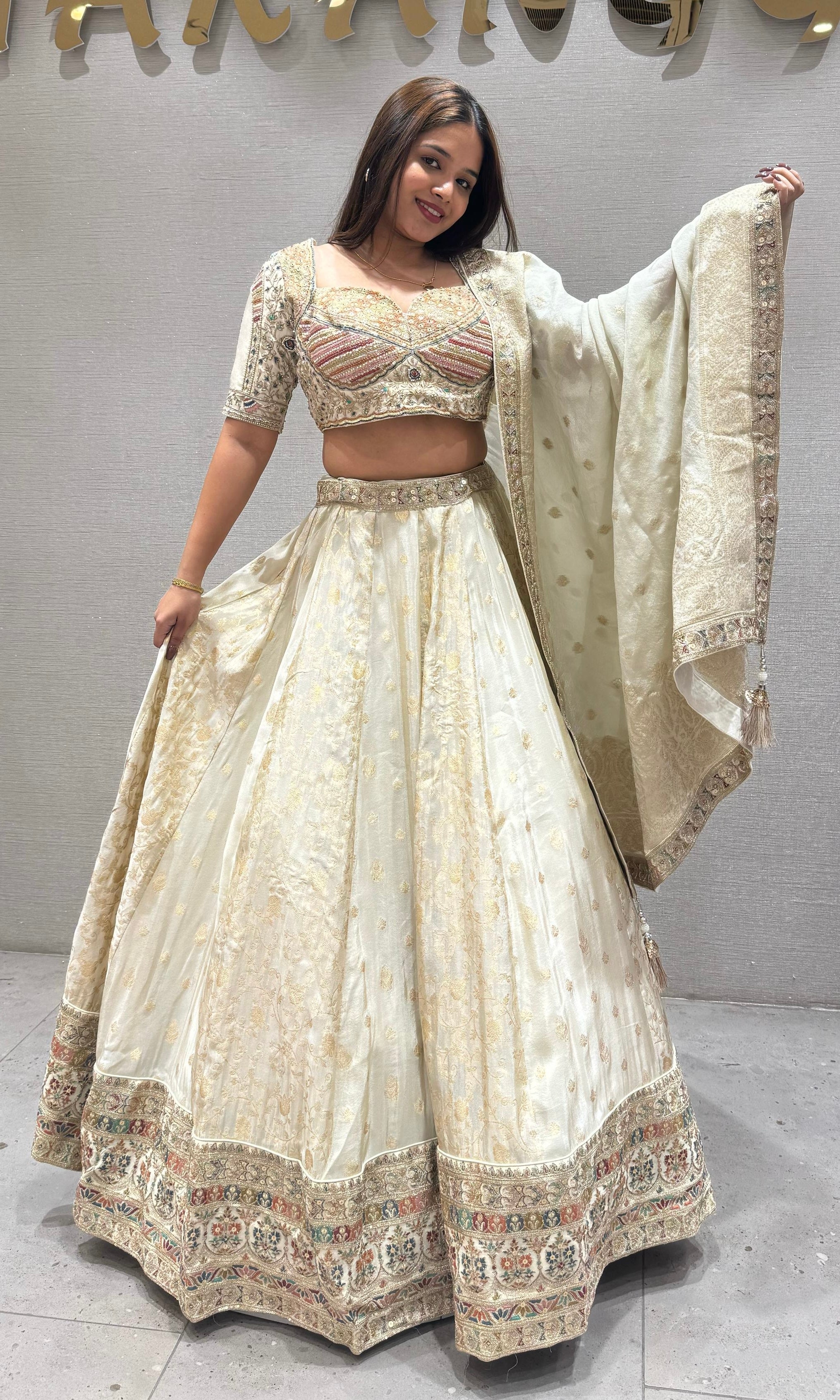 Cream Lehenga