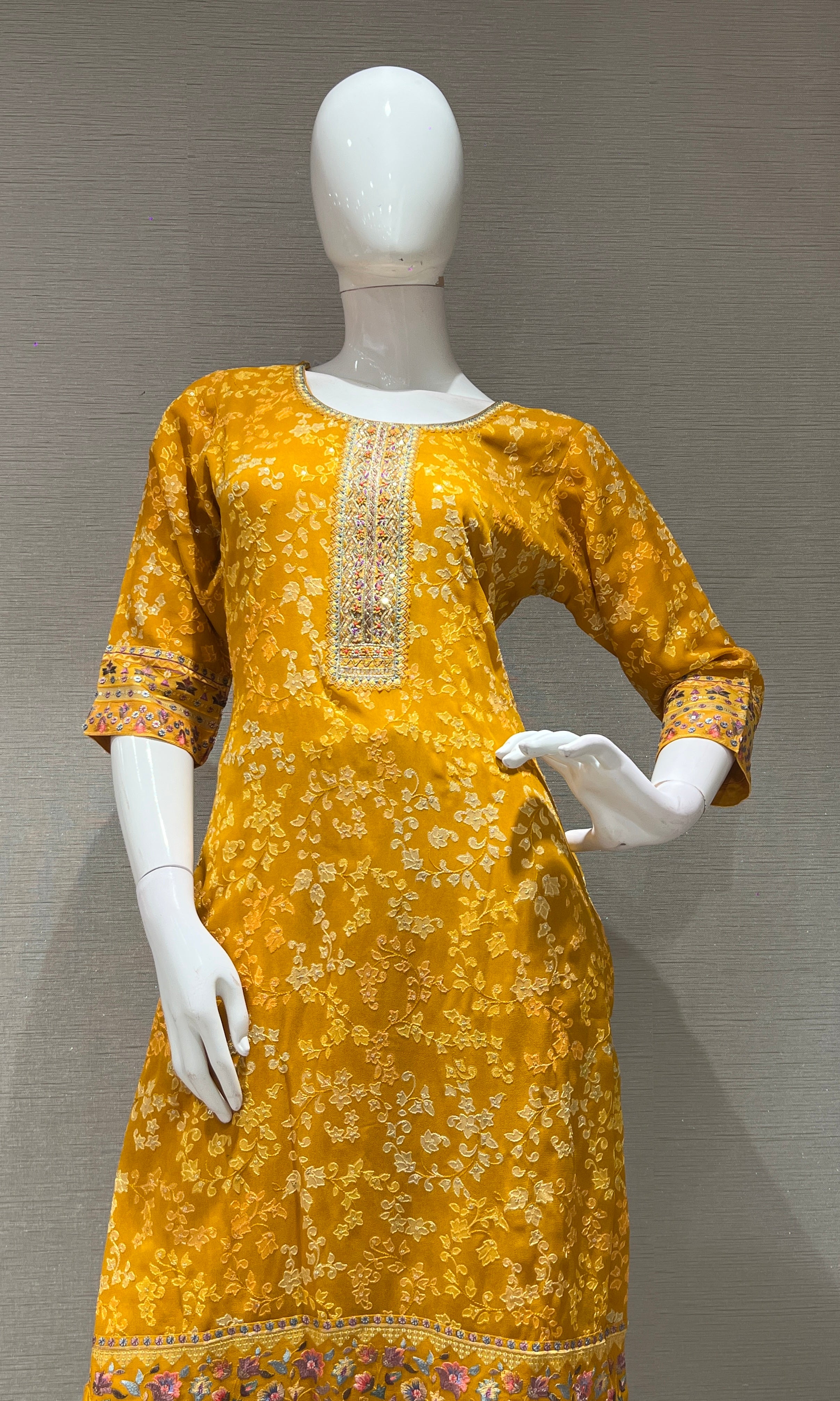 Light Yellow Embroidered Kurta Set
