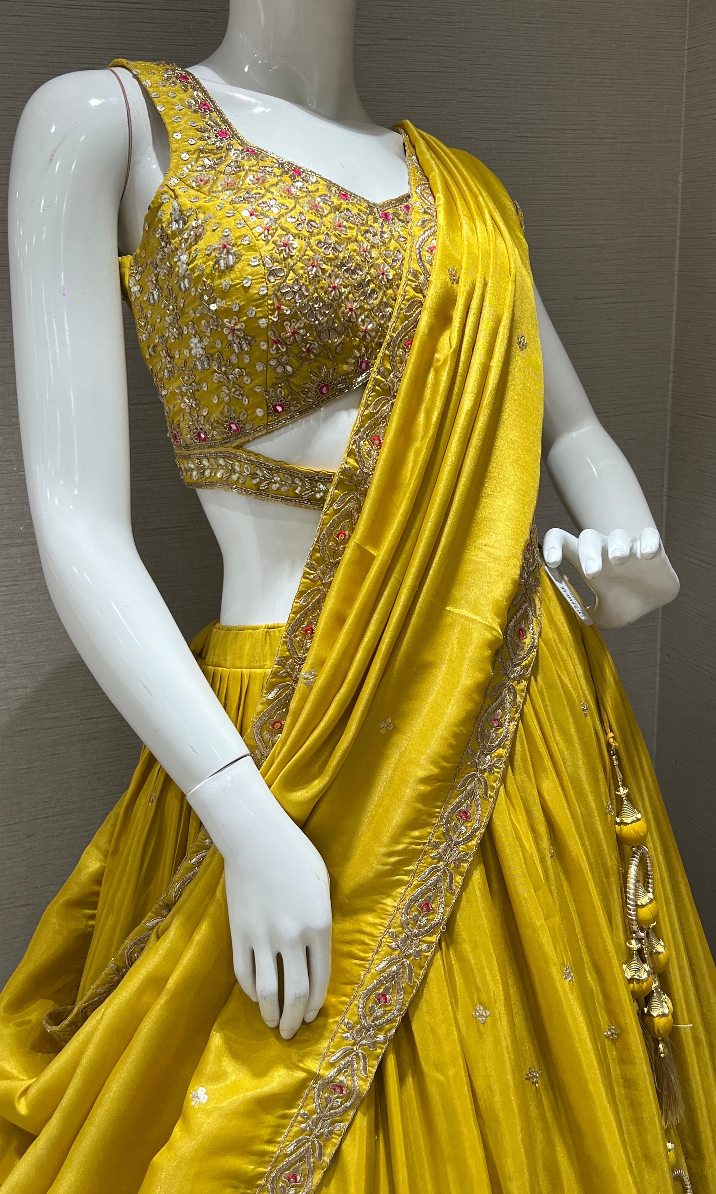 Sunshine Yellow embroidered lehenga