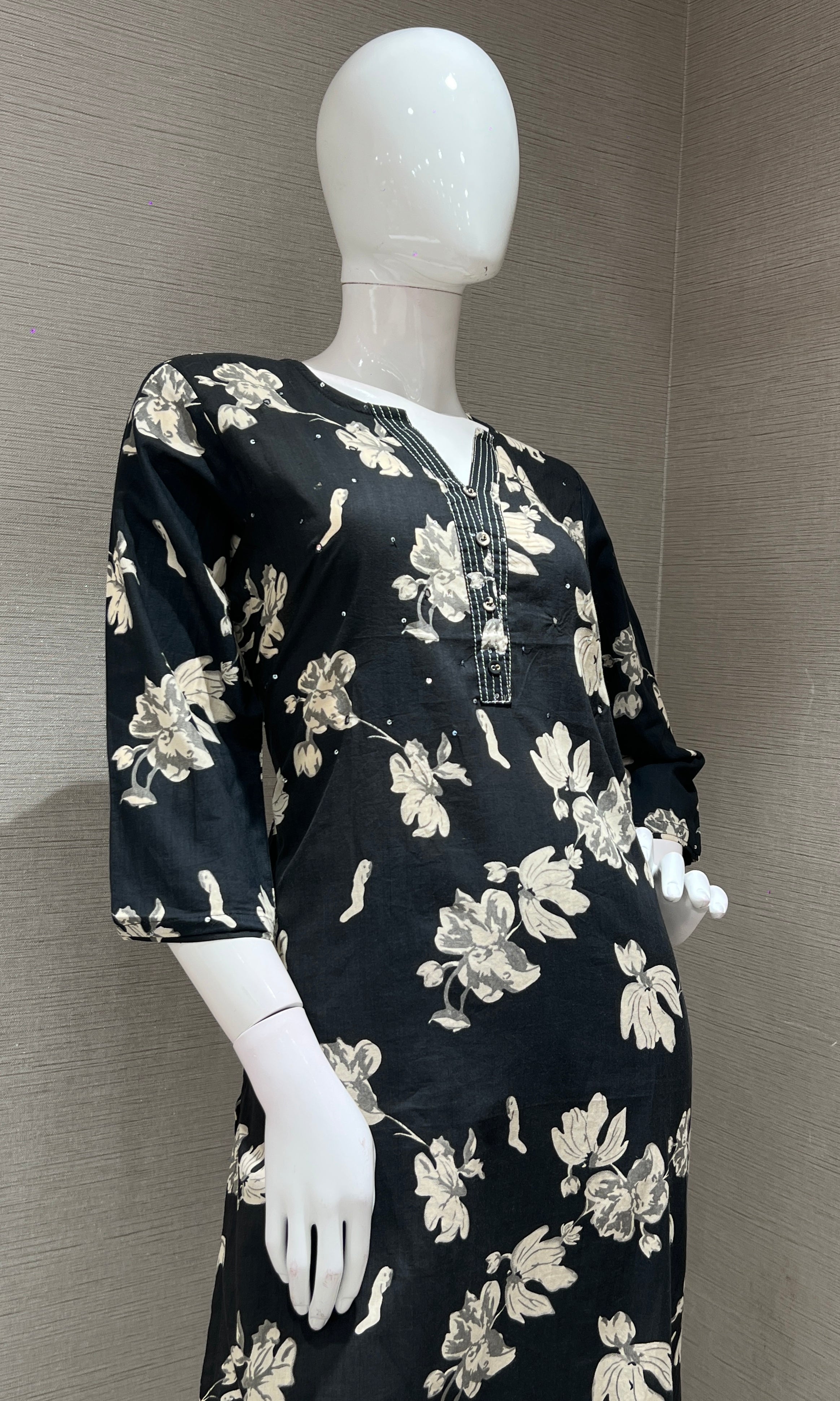 Black FLORAL PRINT kurta set