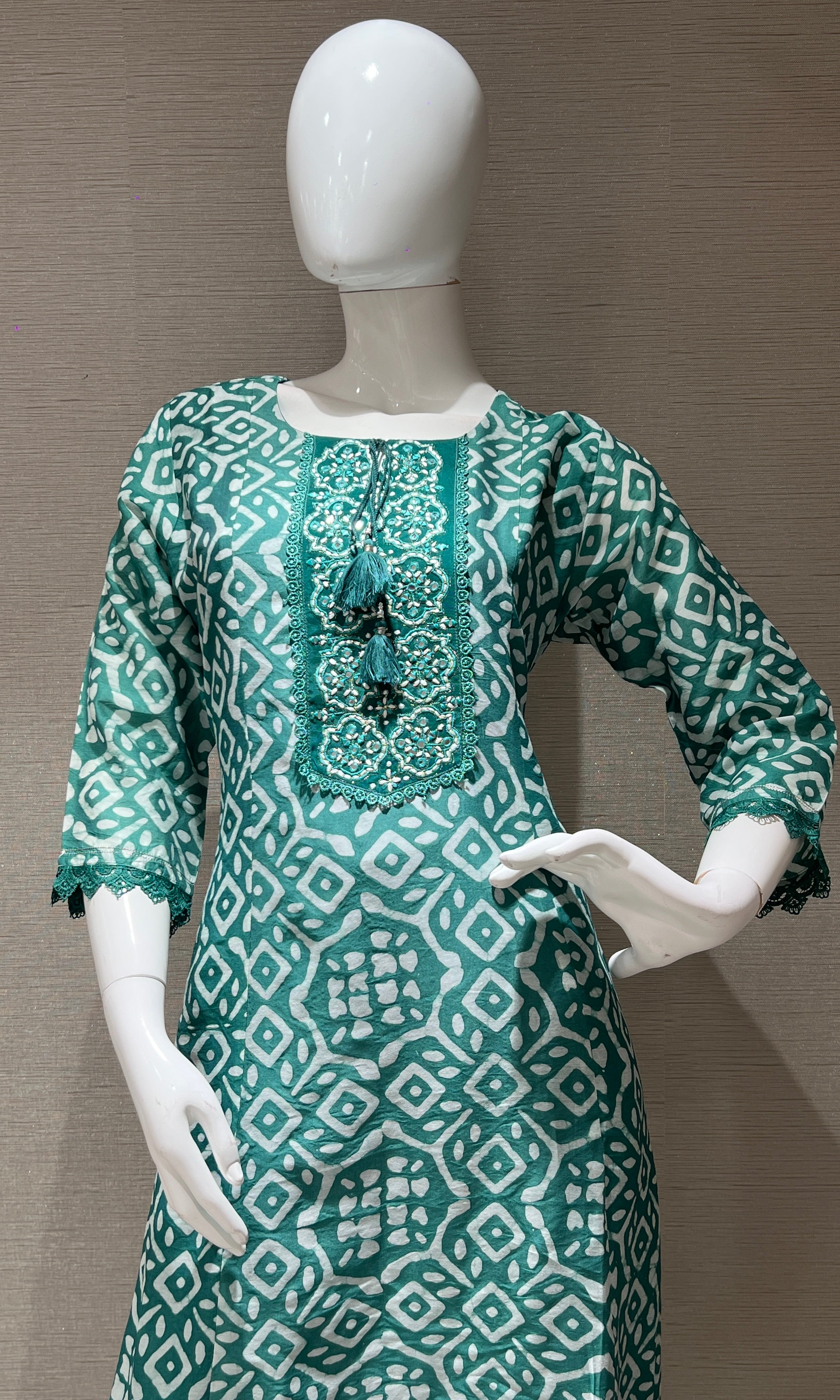Rama green Kurti top with bottom