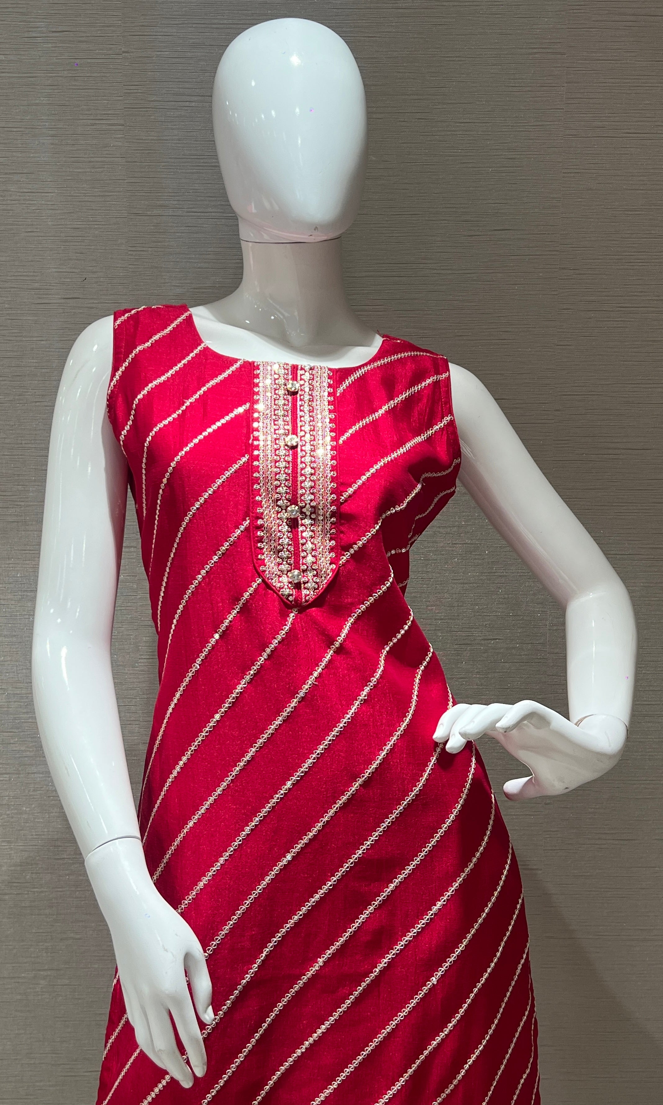 pink embroidered kurta set