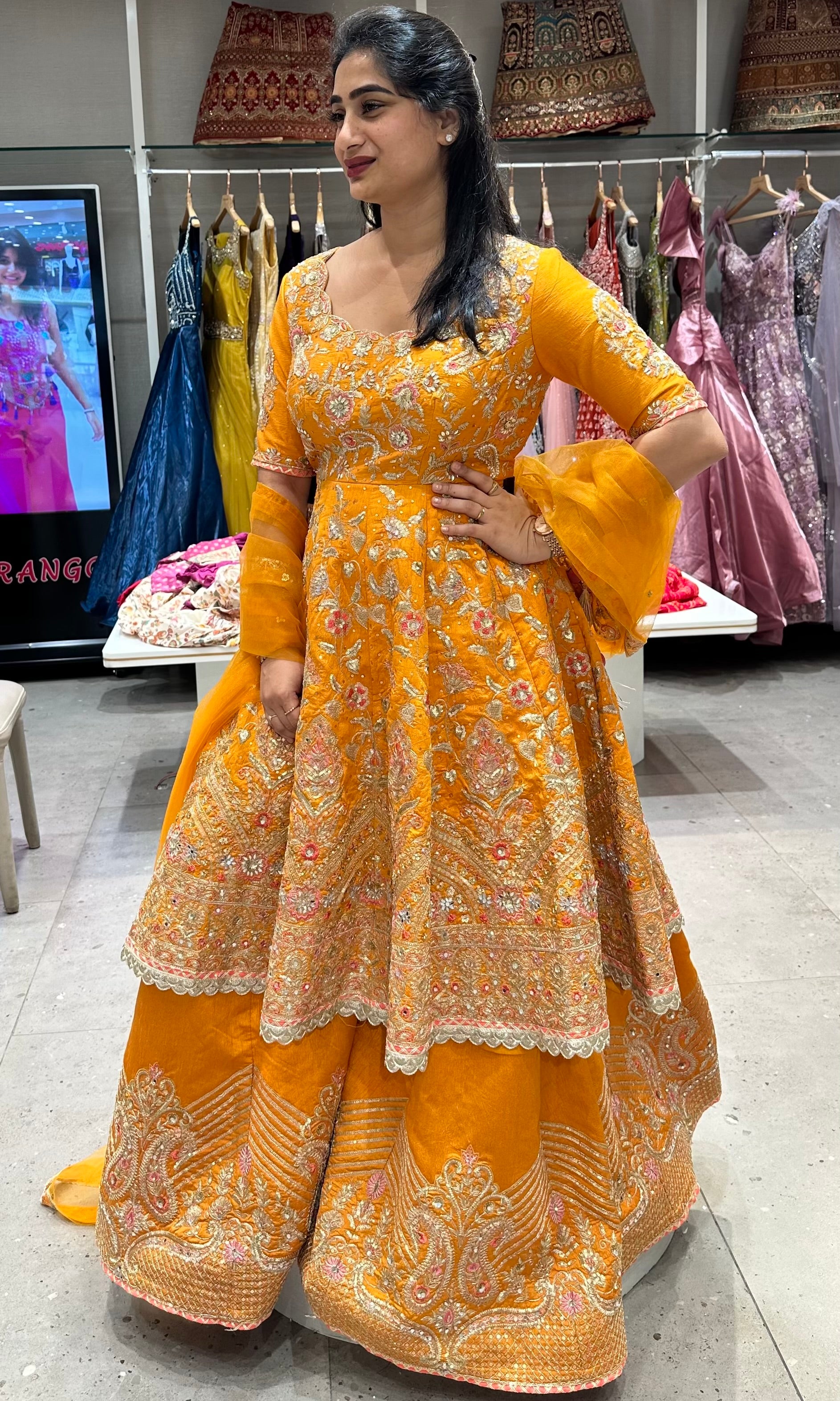 Orange peplum and palazzo