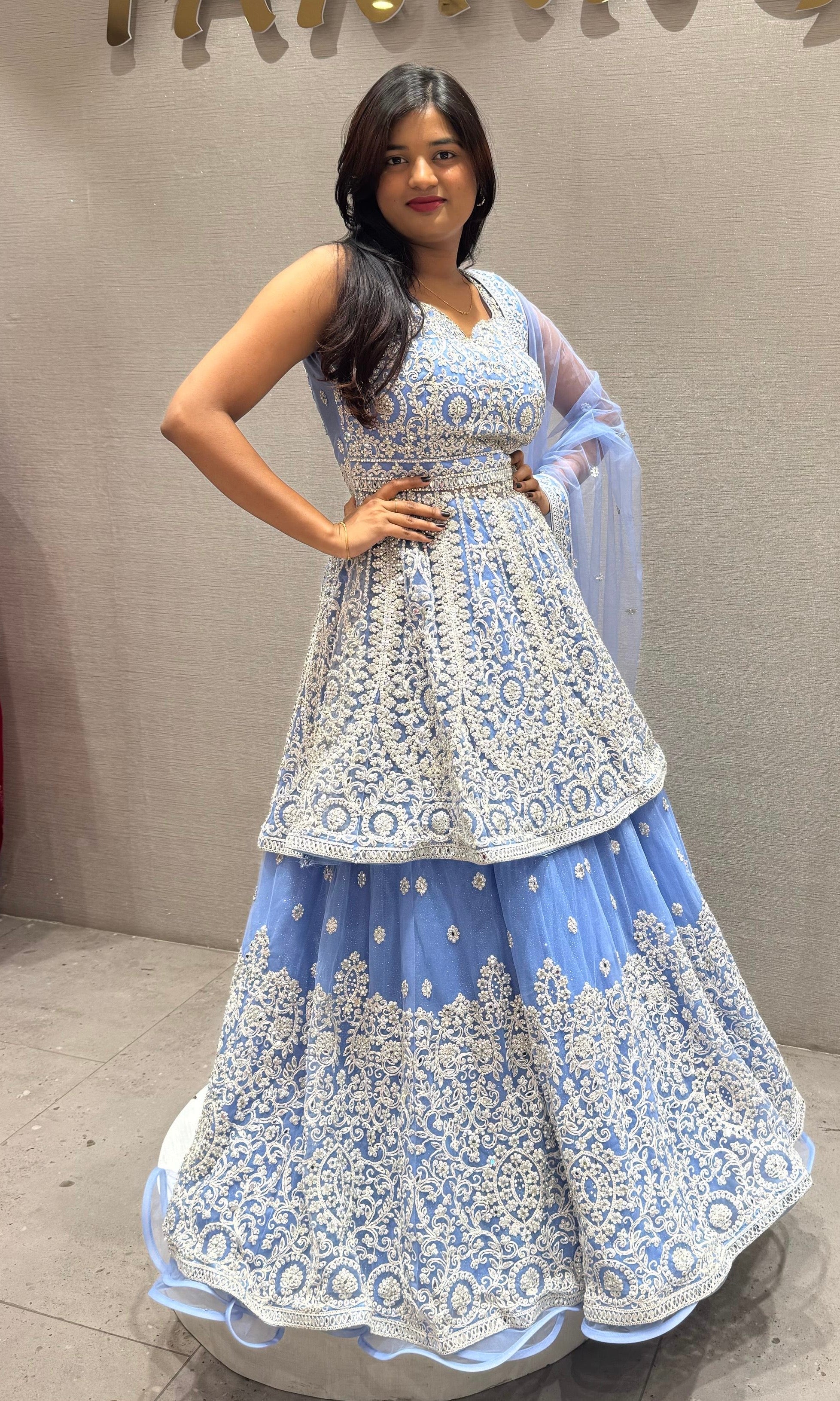 Light Blue lehenga with peplum