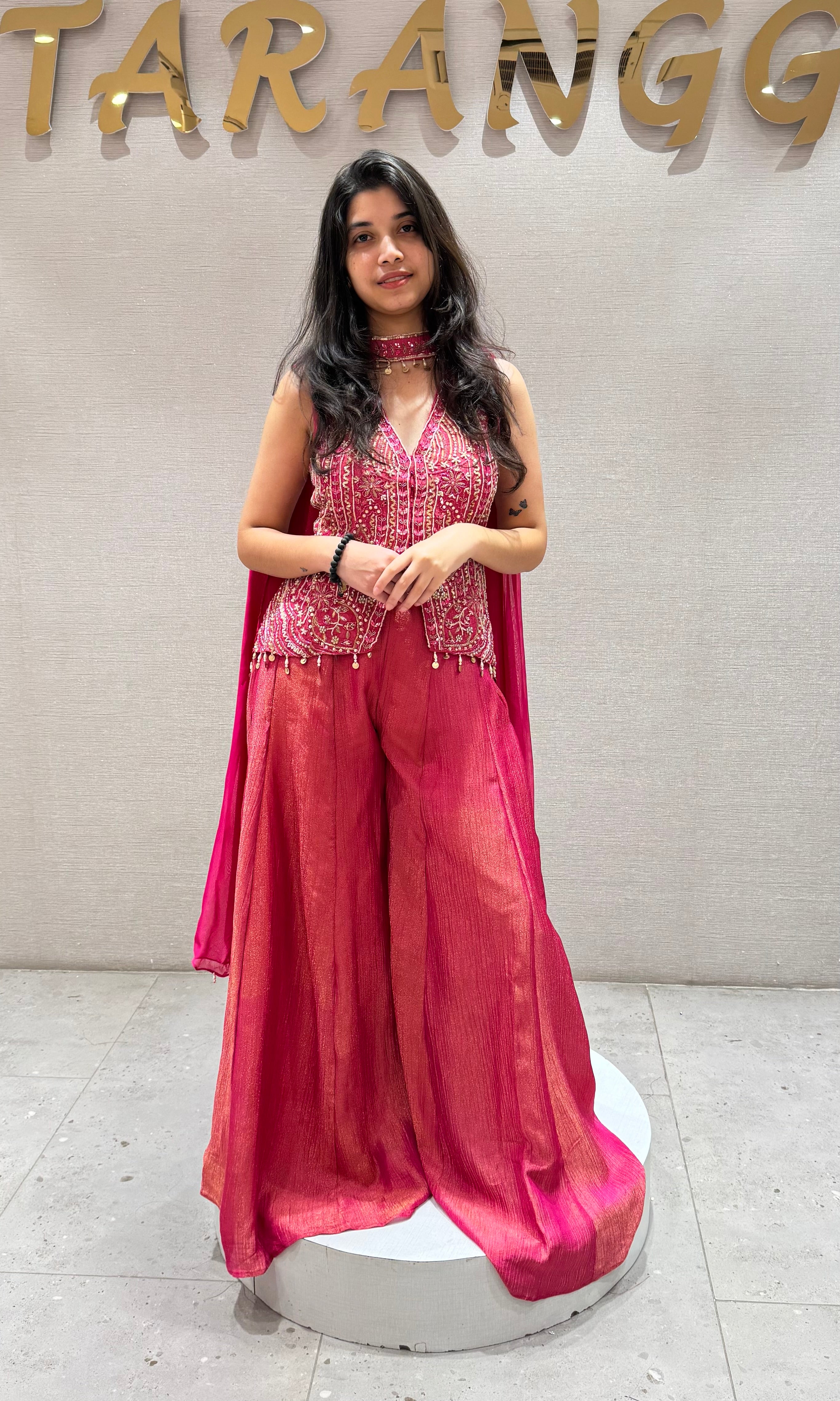 rani pink embellished palazzo set