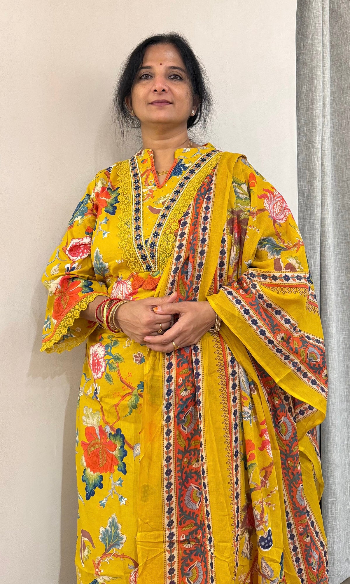 Yellow FLORAL kurta set