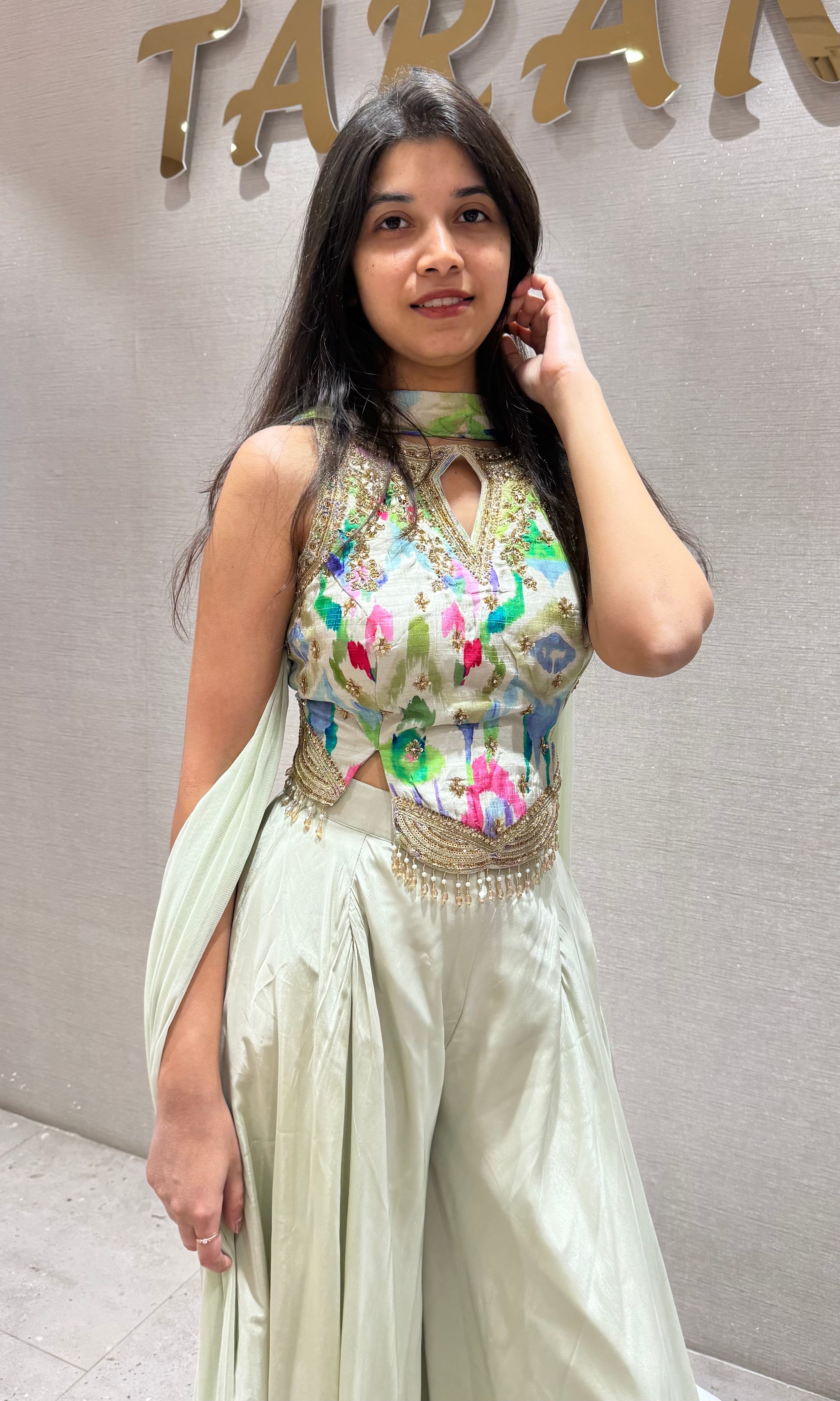 GREY Indo-Western fusion of flared palazzos