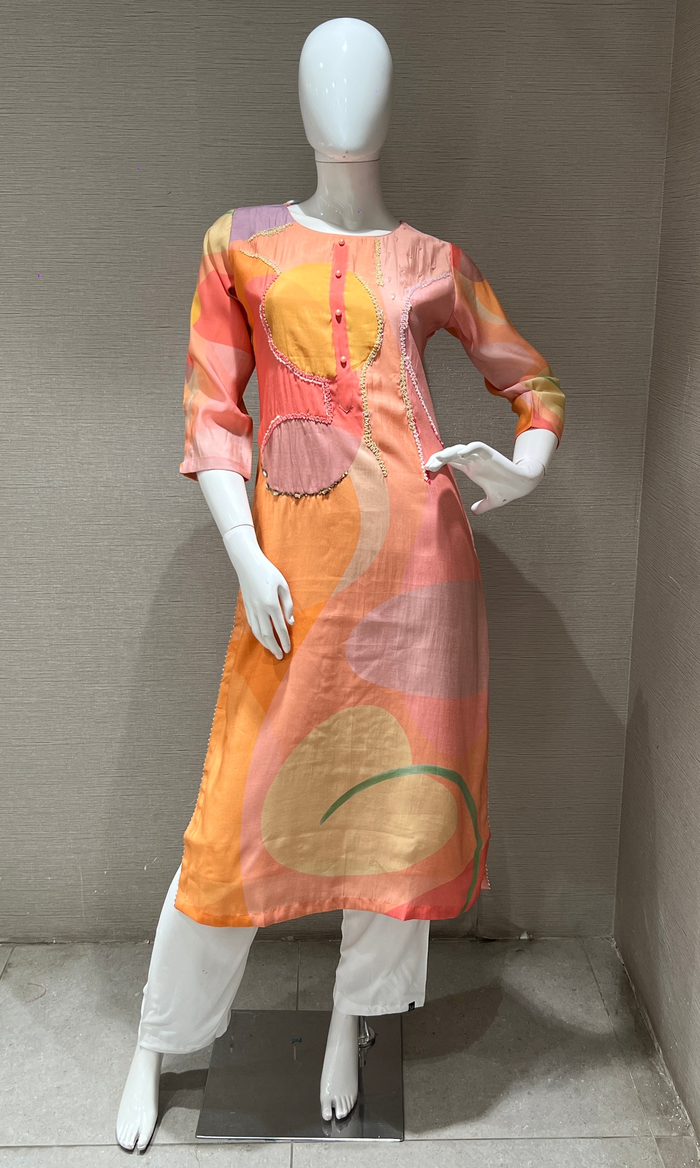 Peach floral print Kurti top