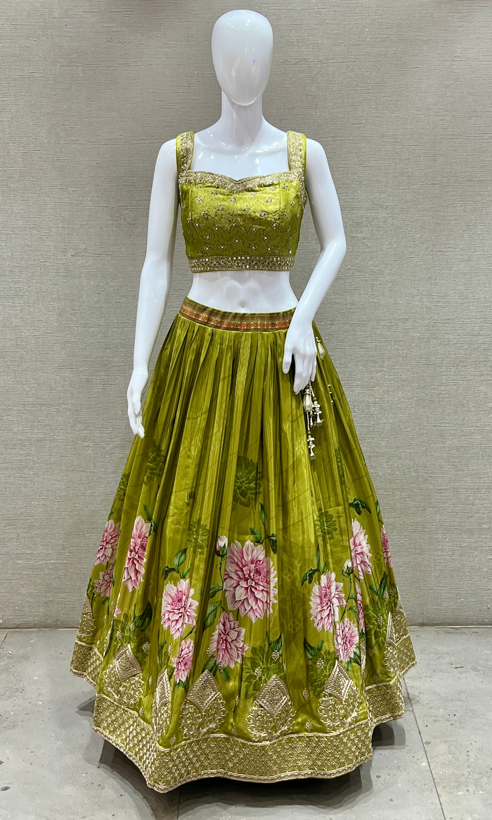 Gulzar Olive Lehenga Set