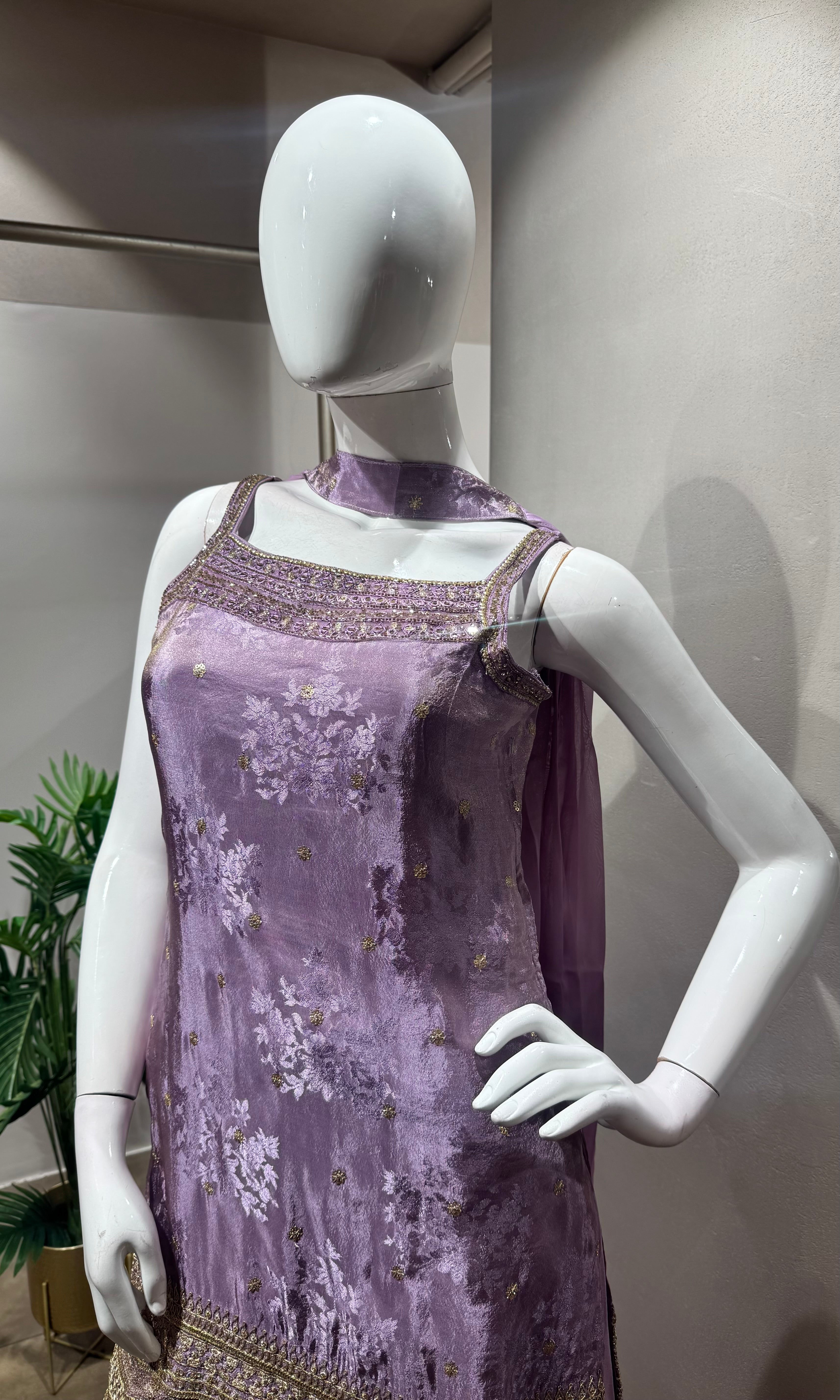 PURPLE Georgette Kurta Sharara Set