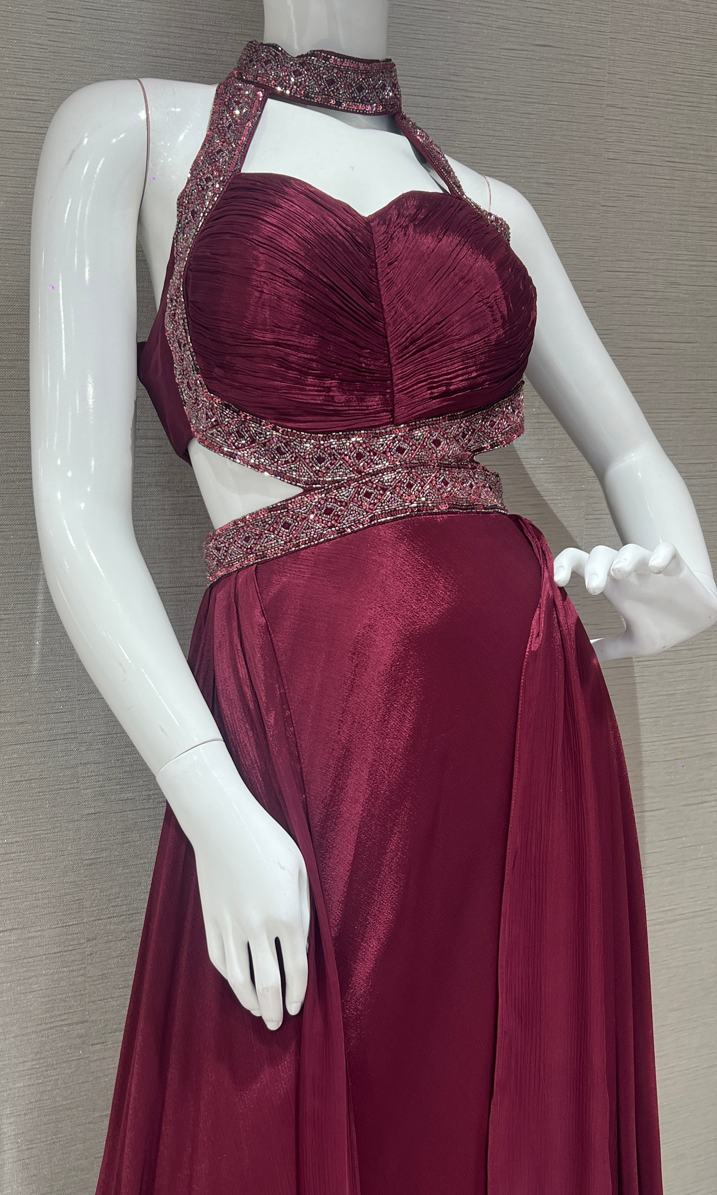 Wine long dress