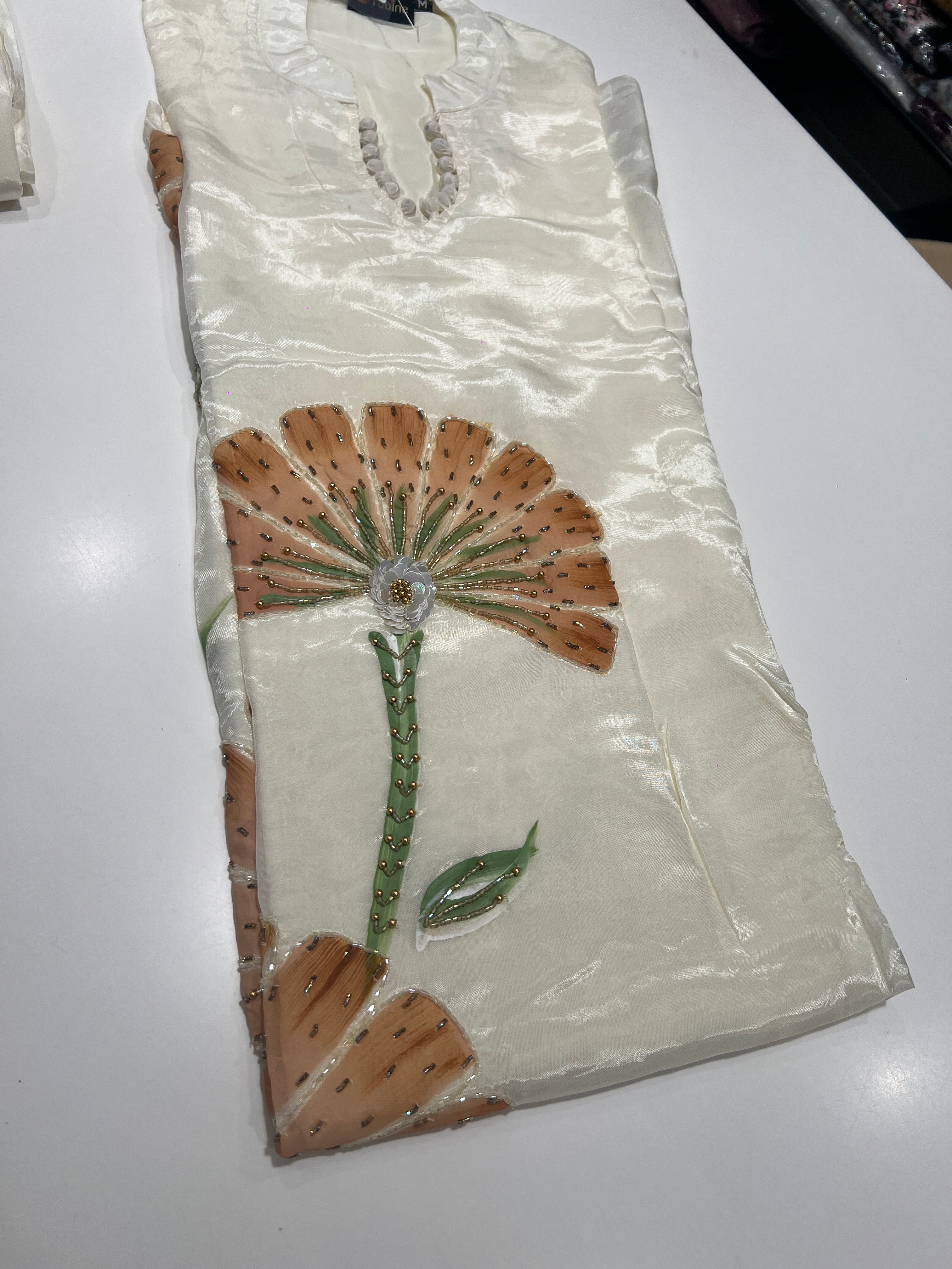 Cream Floral Motif KURTA SET