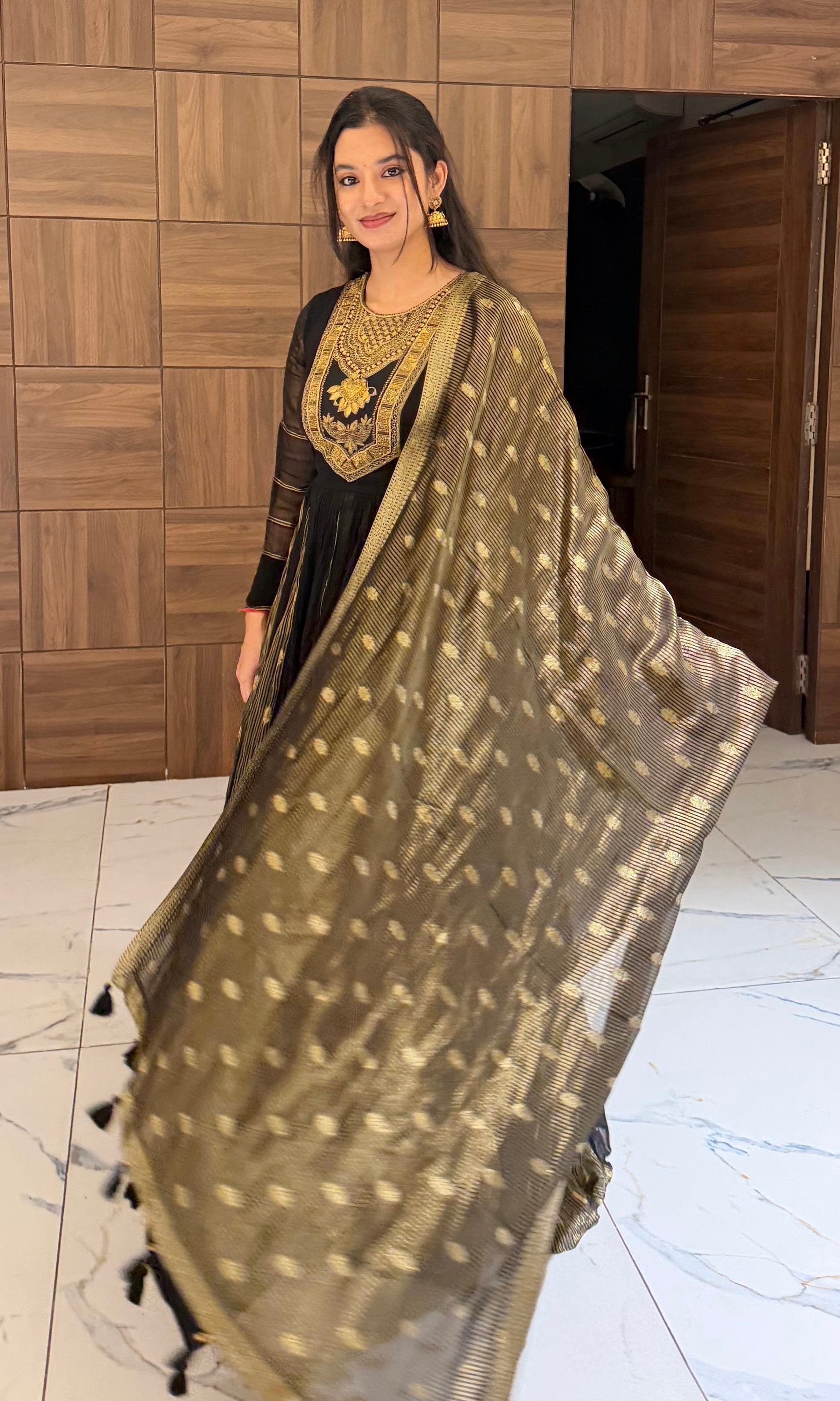 Black GOLDEN ANARKALI