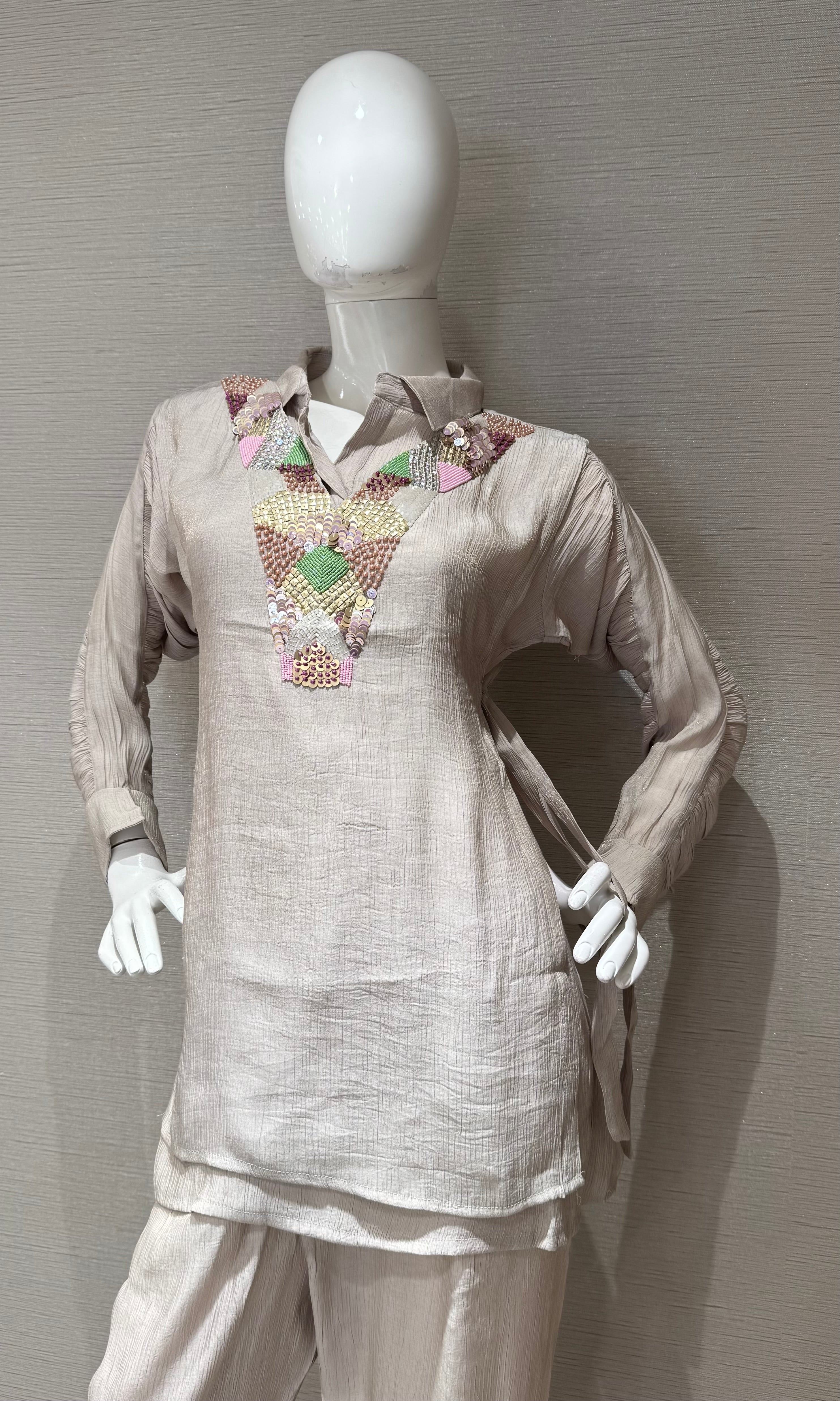 Fawn Embroidered Tunic Linen Co-Ord Set