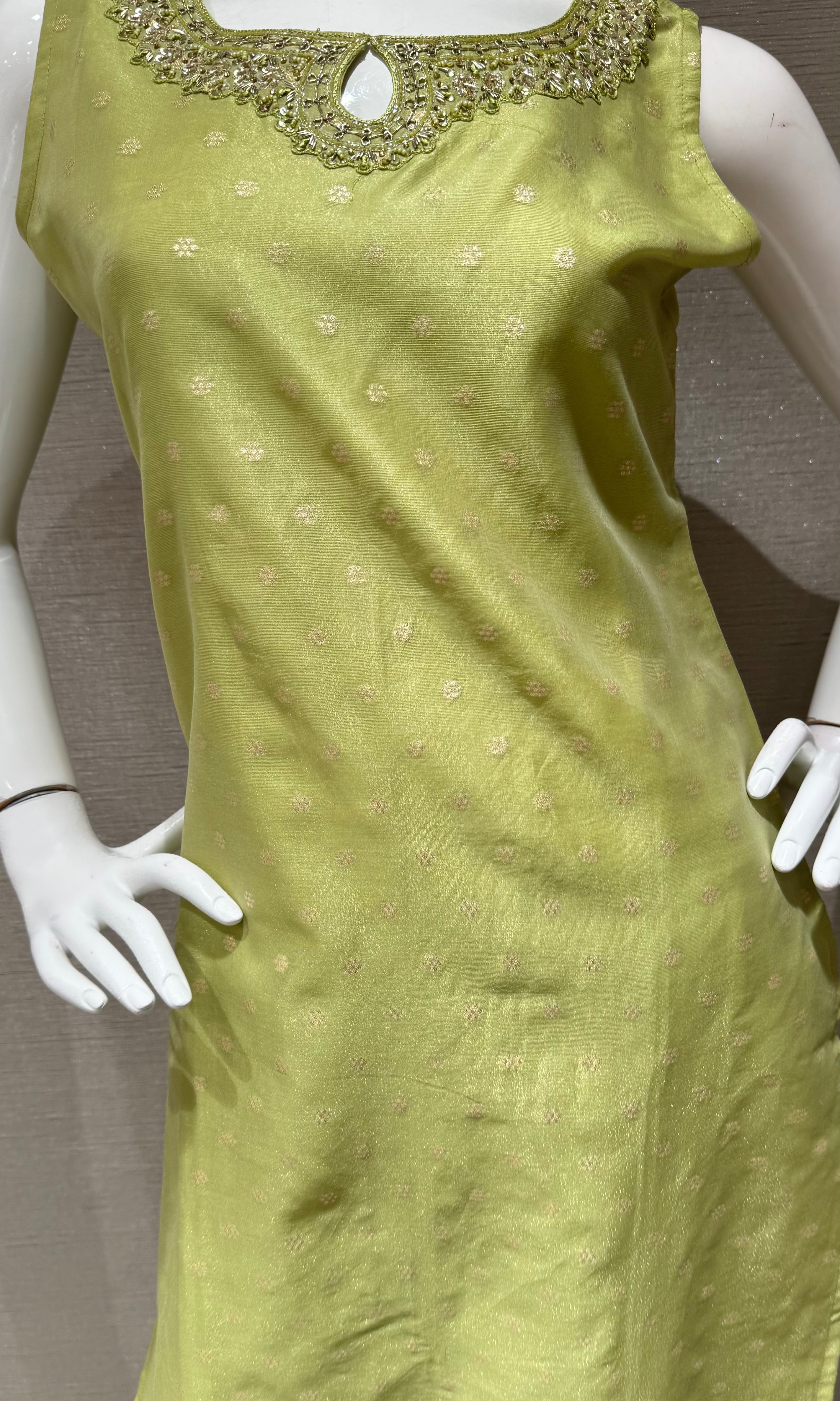 pista green Kurta Set with Sheer Dupatta