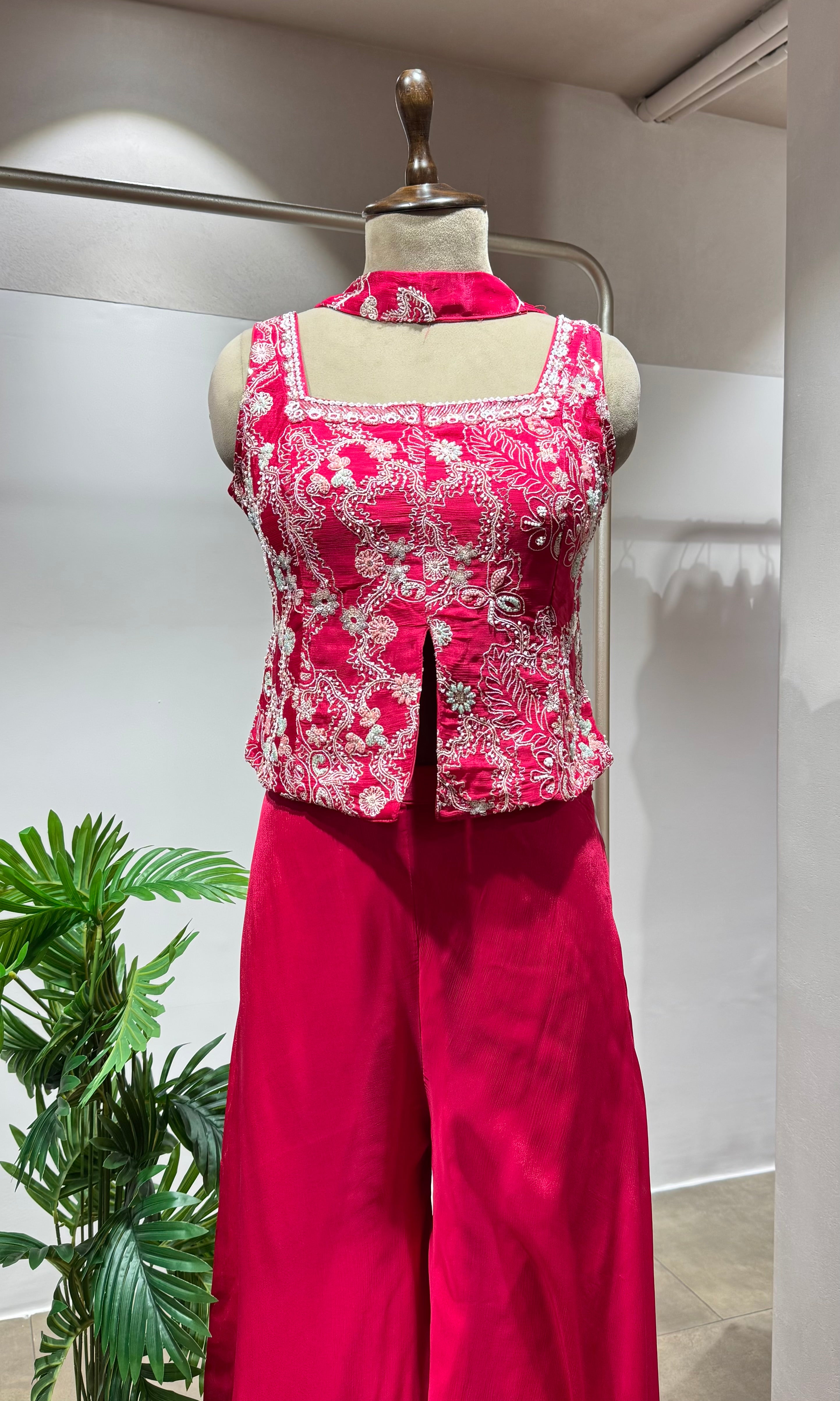 RANI PINK PALAZOO WITH EMBROIDERY