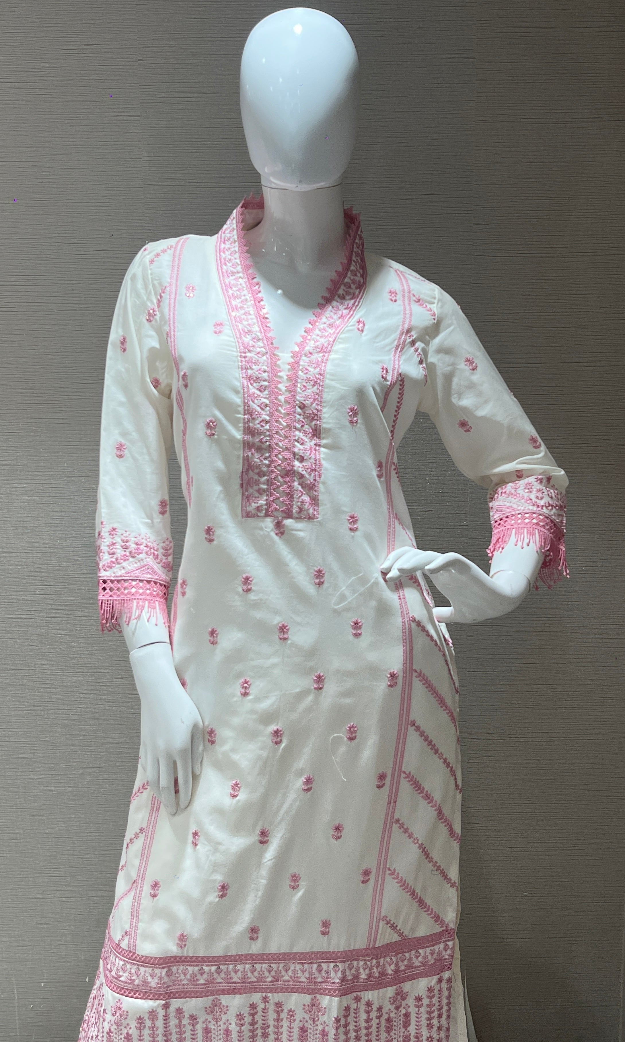 Onion Pink and white Kurta Set