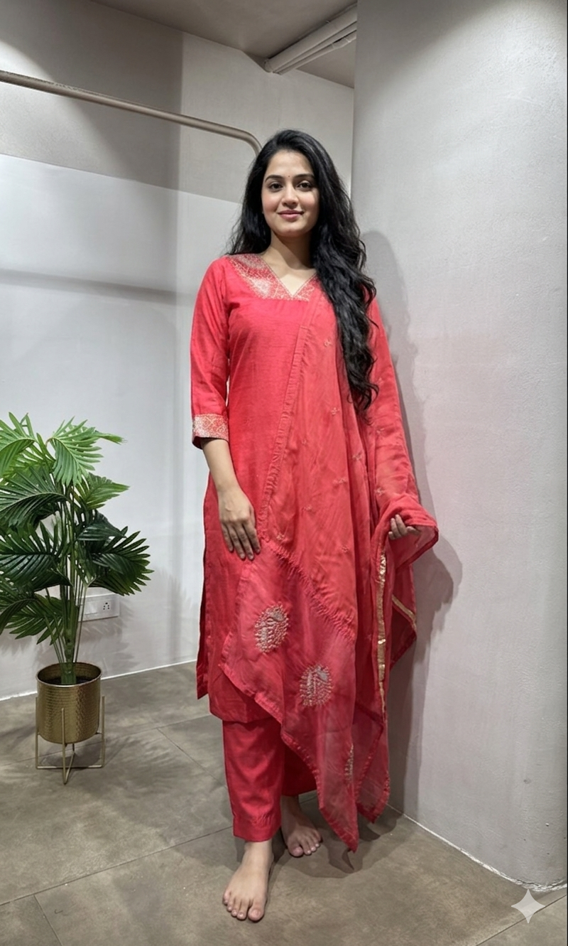Rani pink kurta set