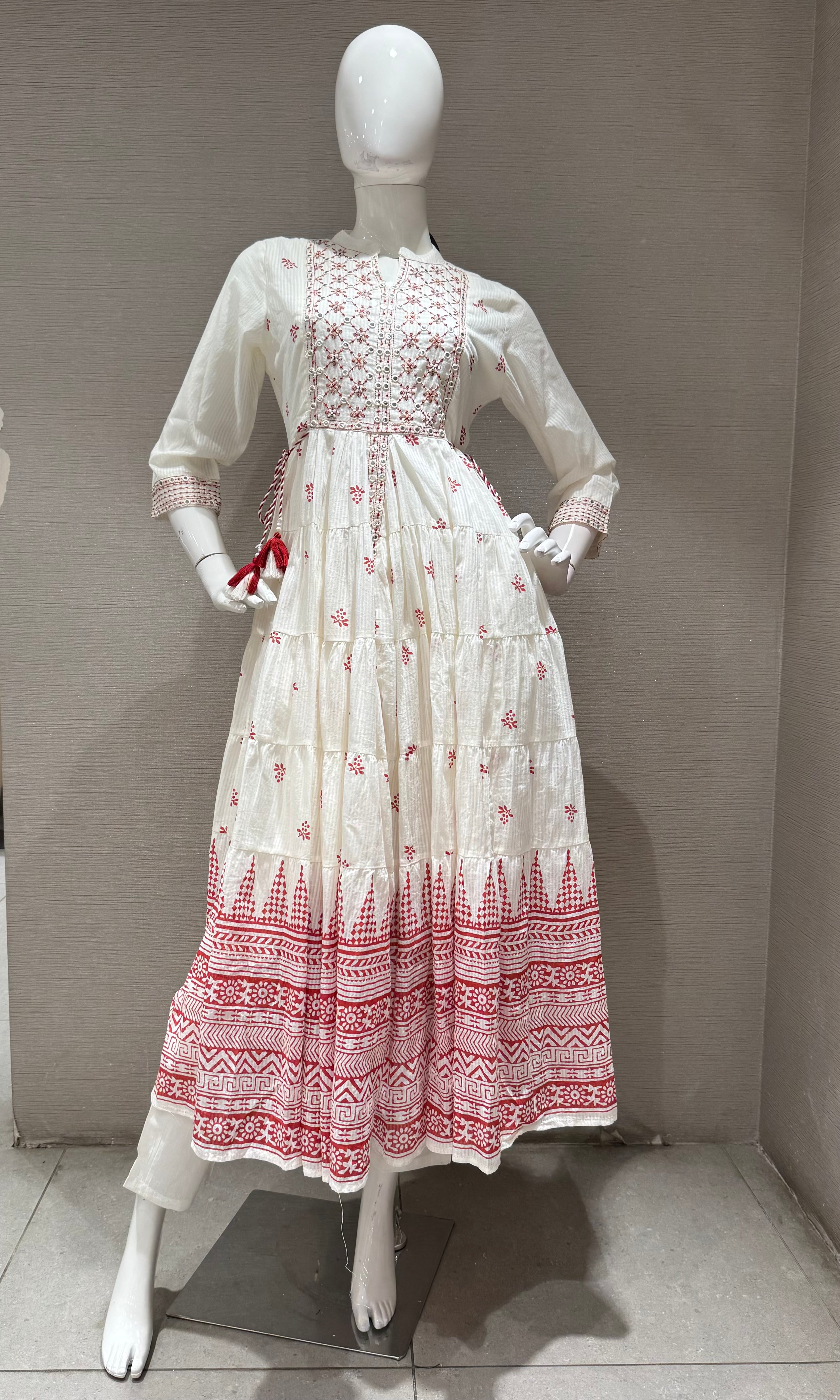 maroon printed anarkali set with dupatta
