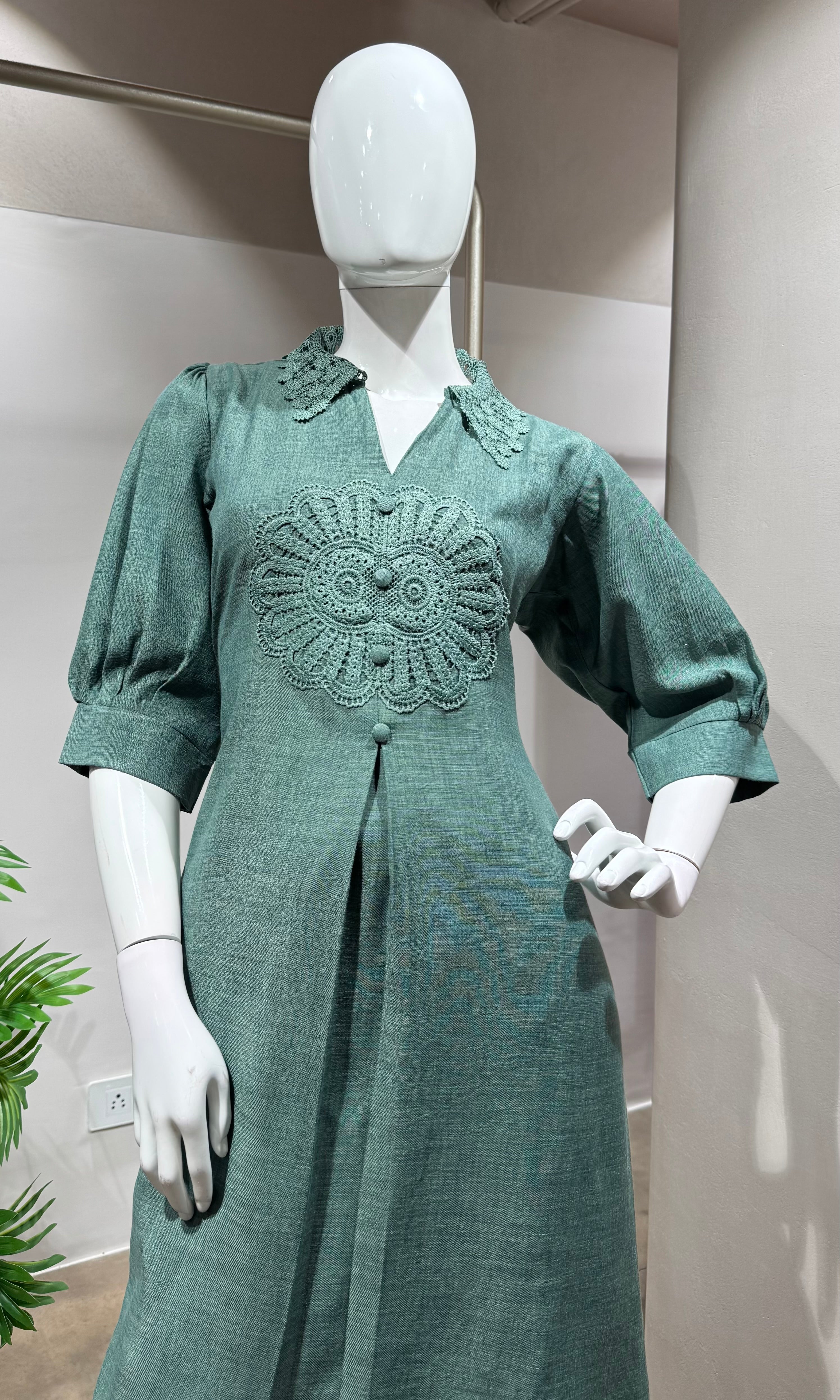 GREEN A-line kurti co-ord set