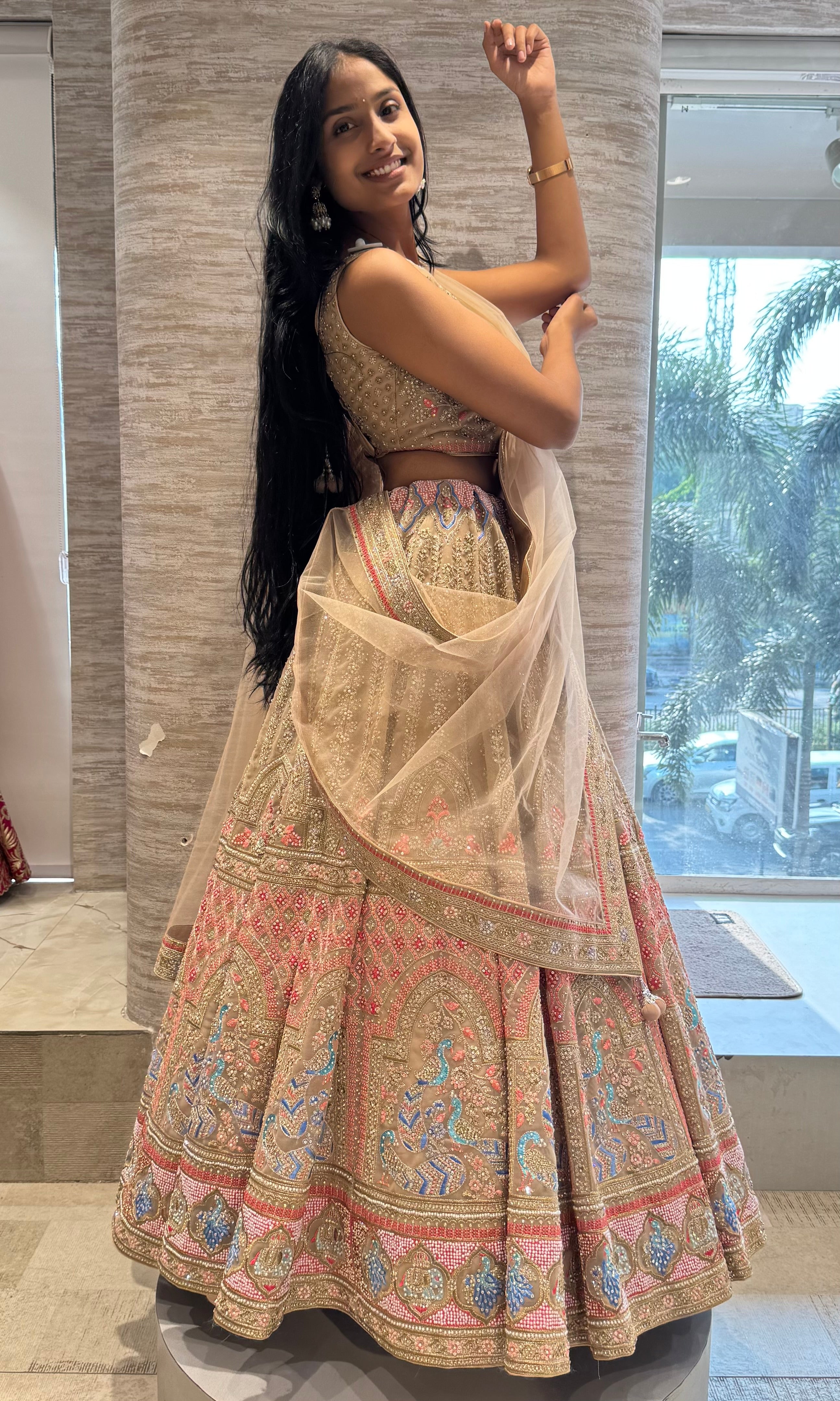 Beagh Floral AND Peacock Bridal Lehenga