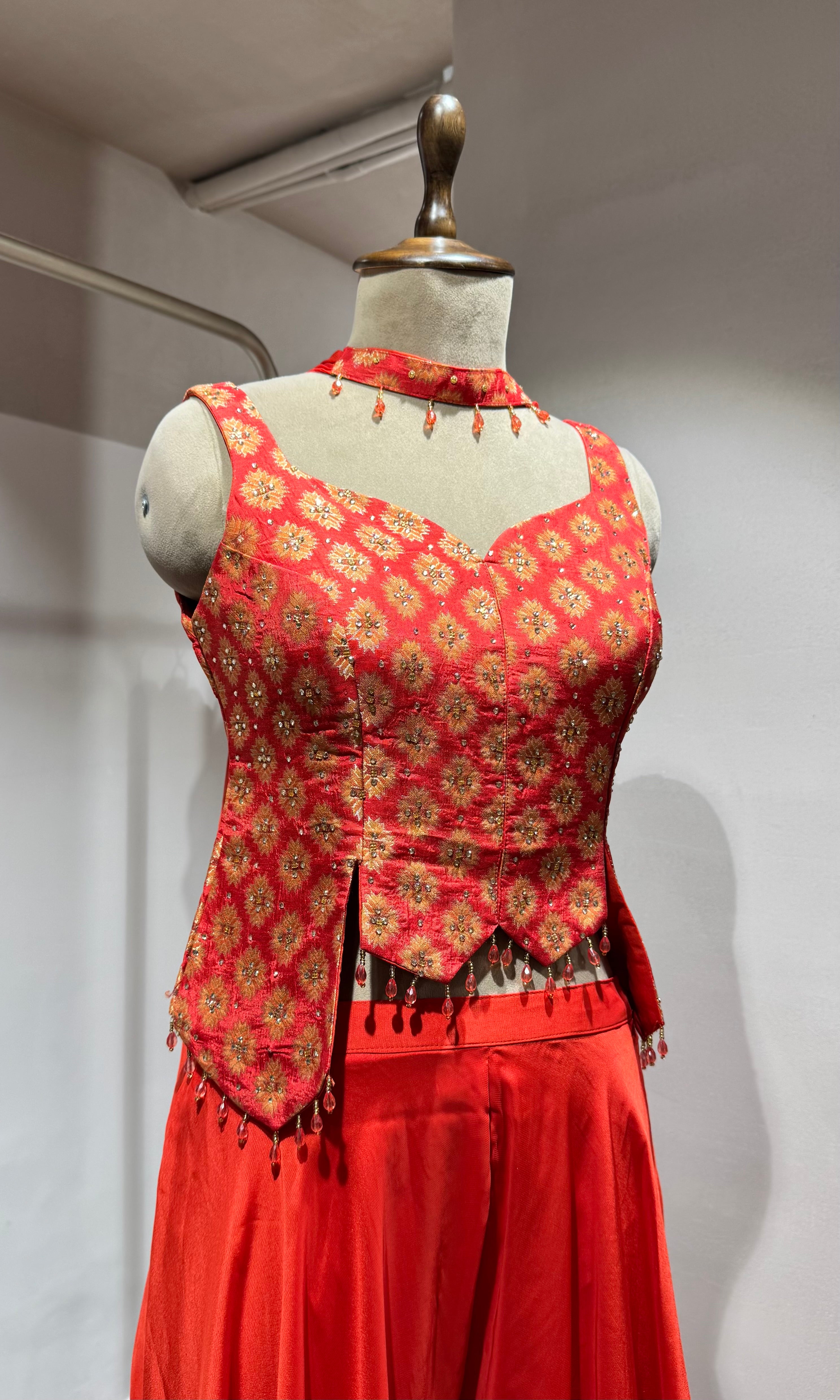 RUST orange ethnic crop top and palazzo