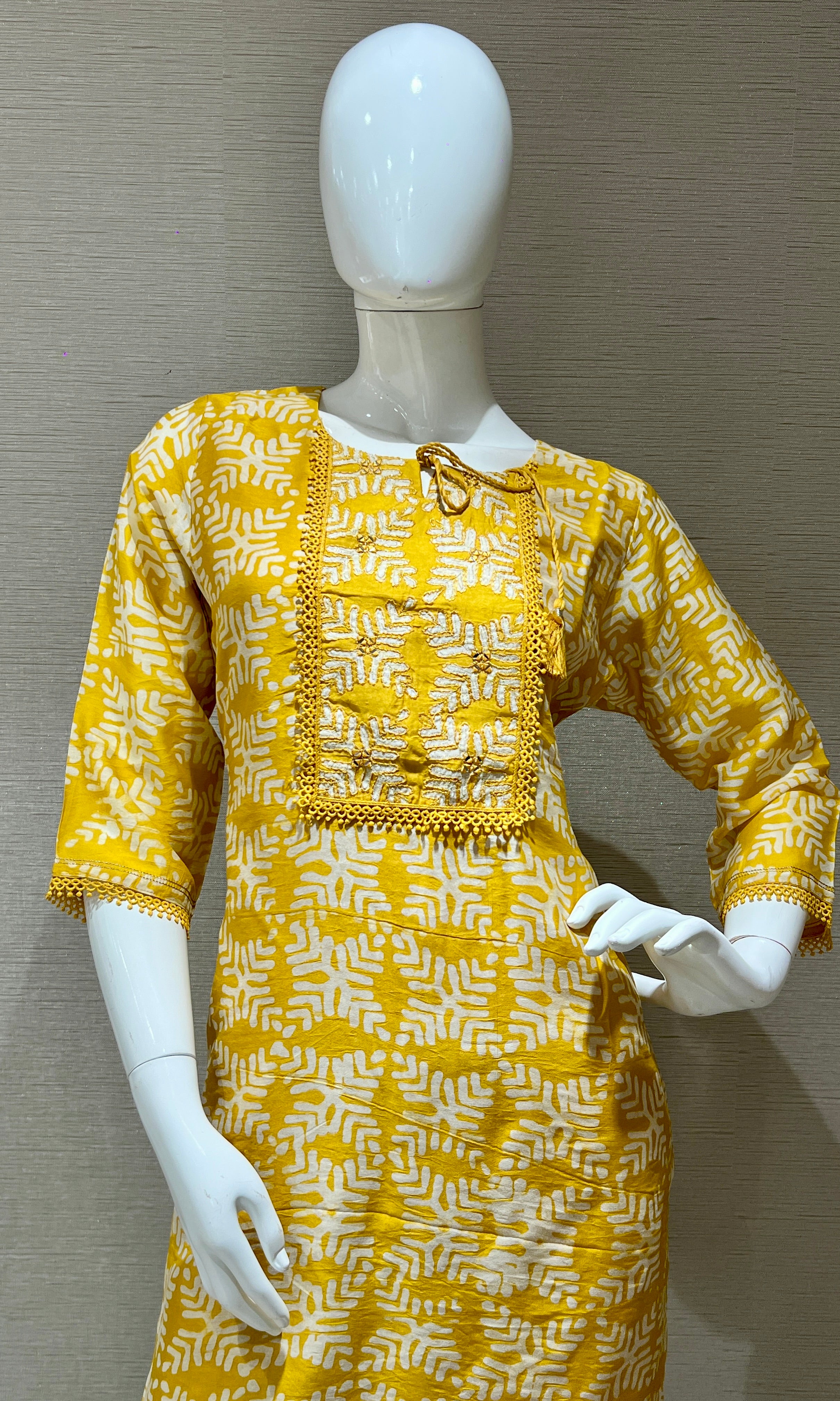 Yellow Printed Kurta Set with Dupatta