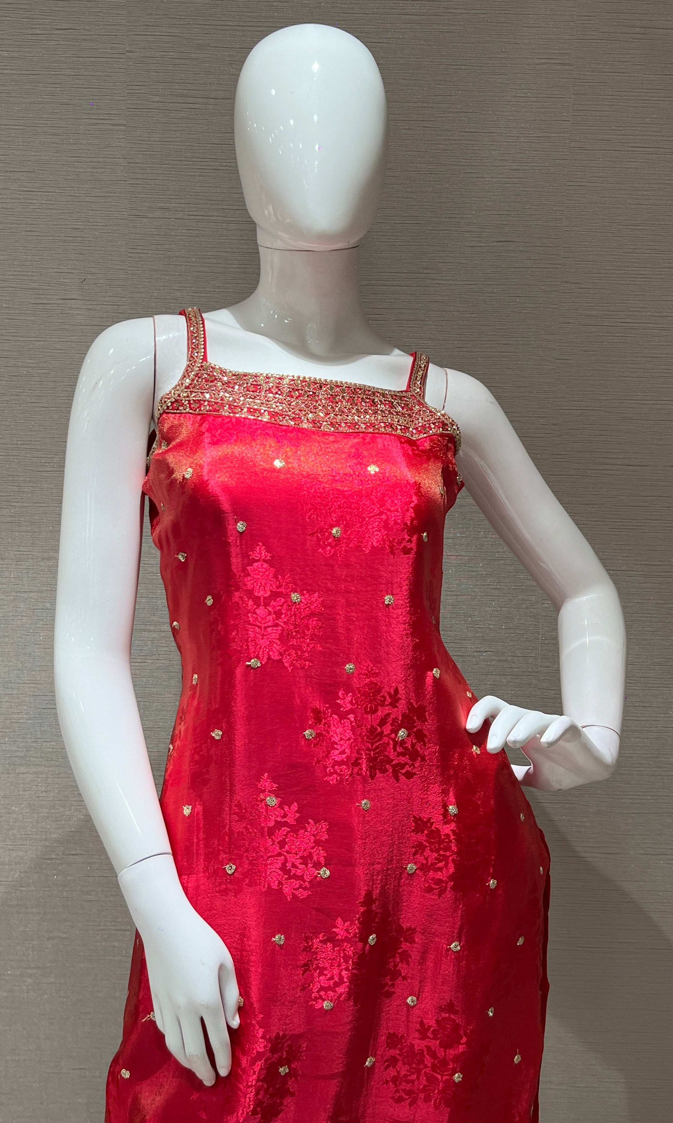 Pink and Gold Embroidered kurta set