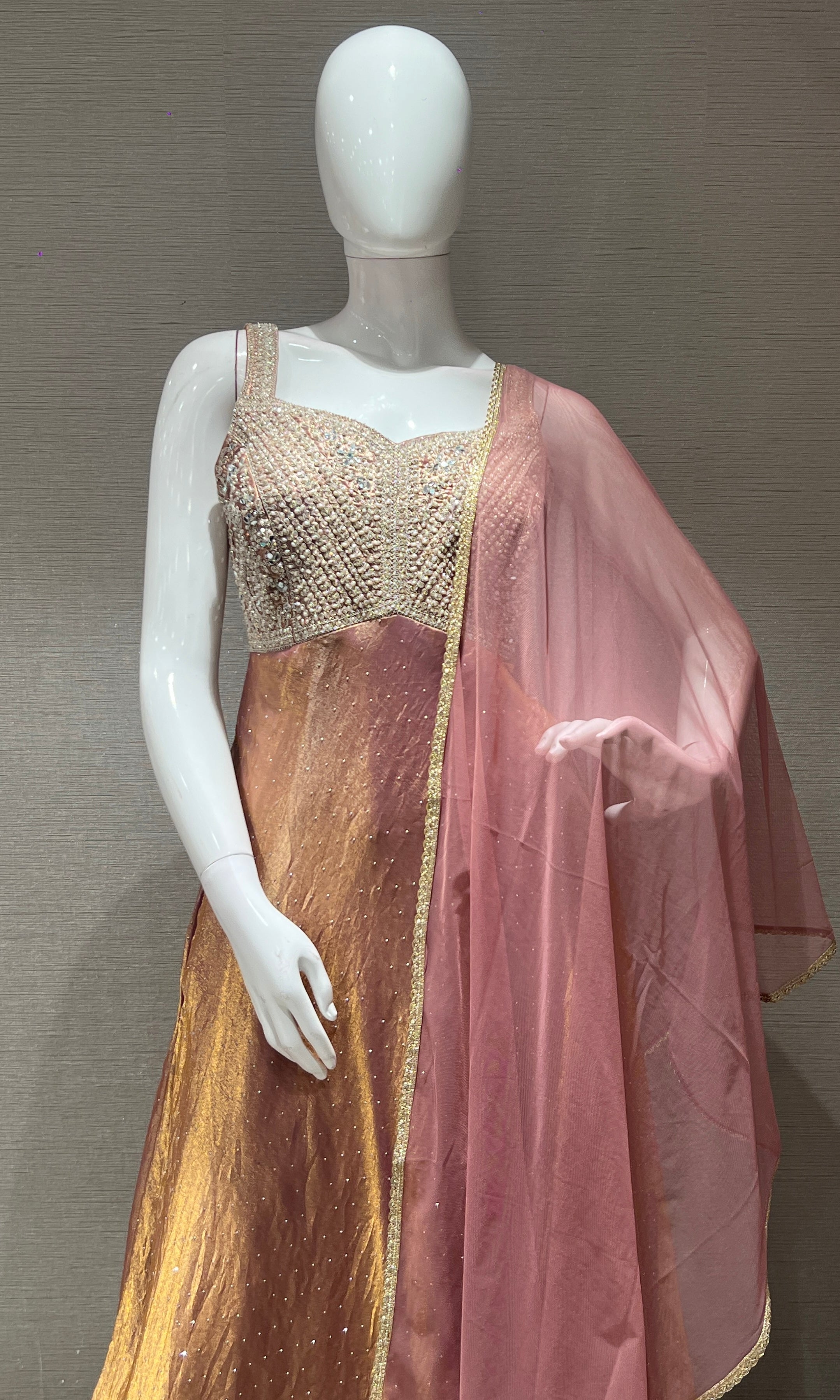 Onion pink Anarkali WITH PALAZZO PANTS