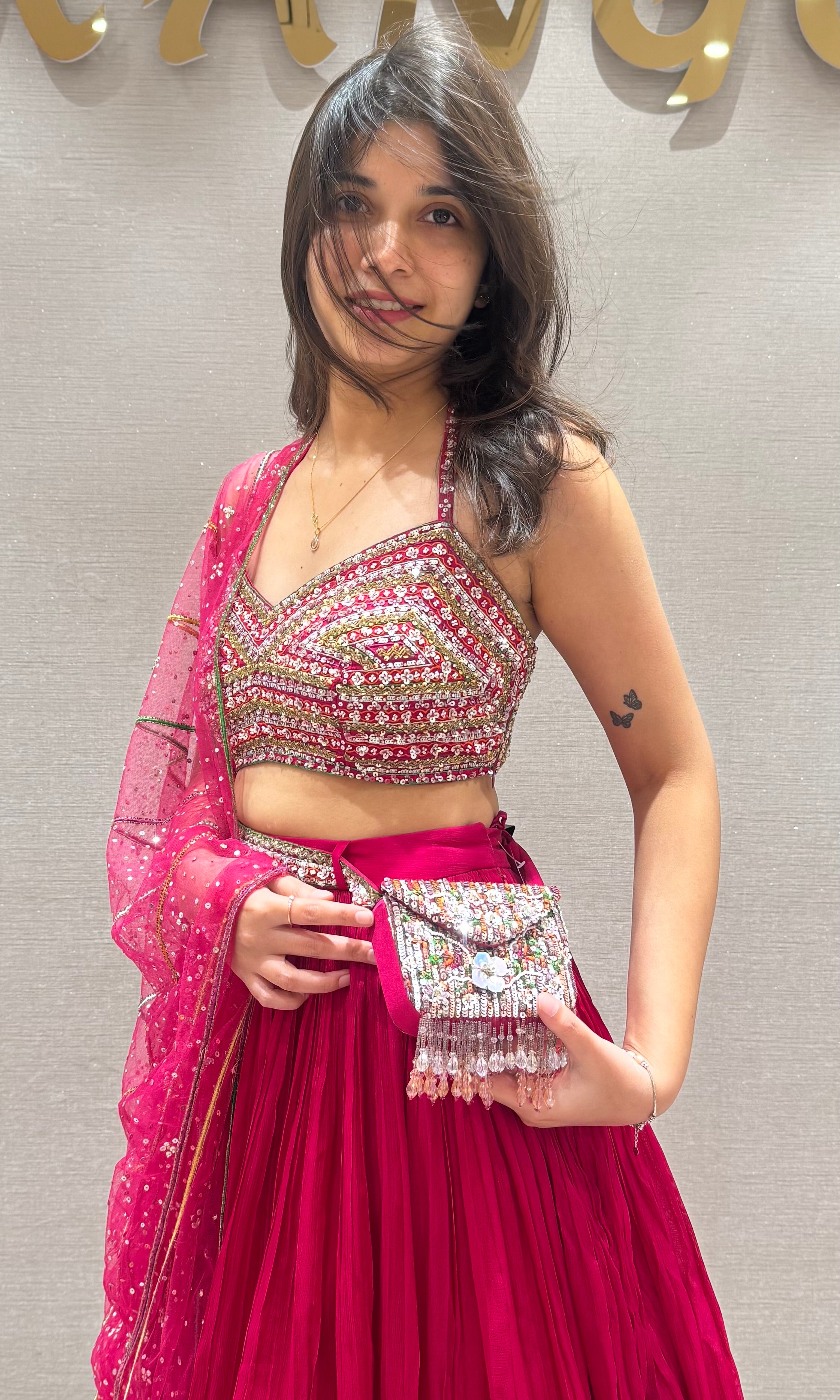 Rani Pink Silk Embroidery Lehenga Choli